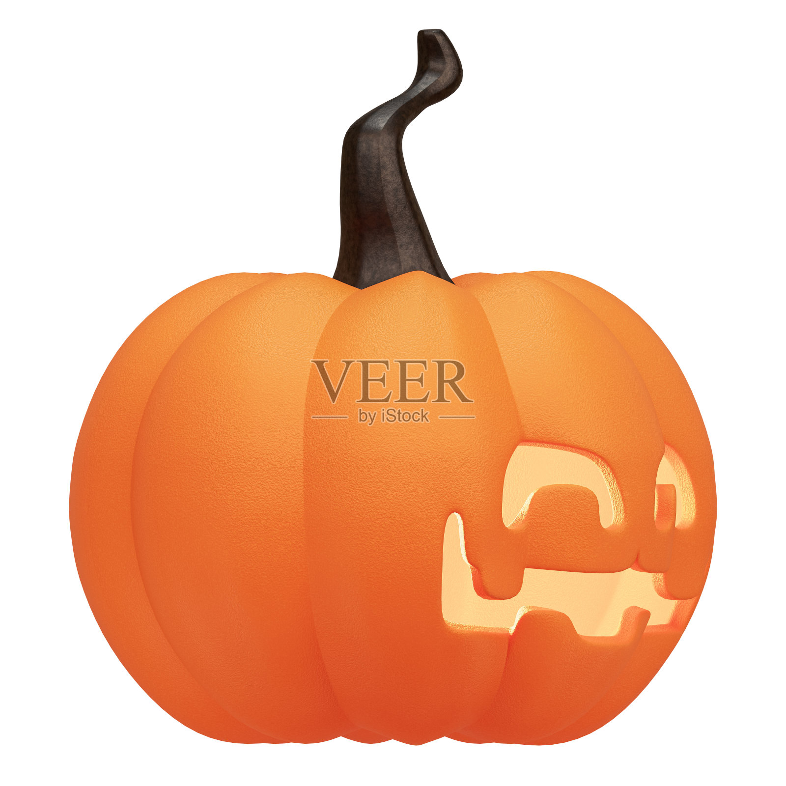 南瓜3D人物雕刻，侧视图，万圣节假期，杰克O灯笼概念，3D插图照片摄影图片