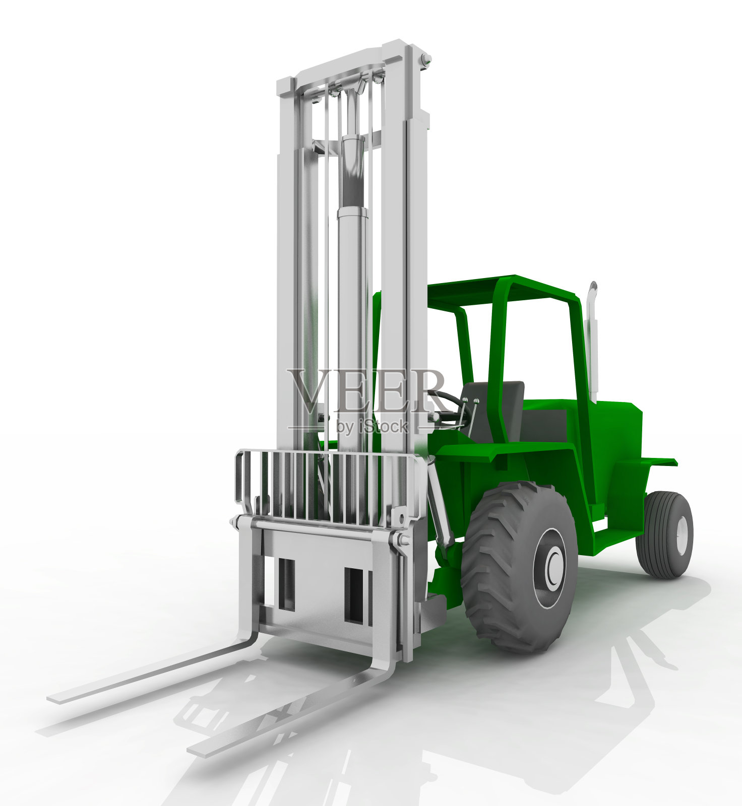 白色背景下的叉车照片摄影图片