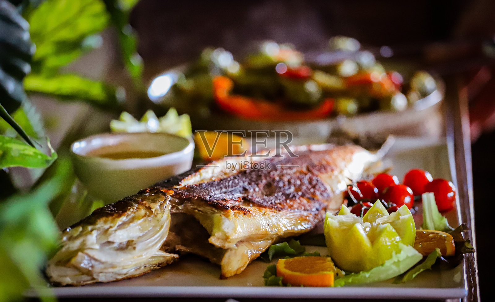 伊斯特拉餐馆里的食物照片摄影图片