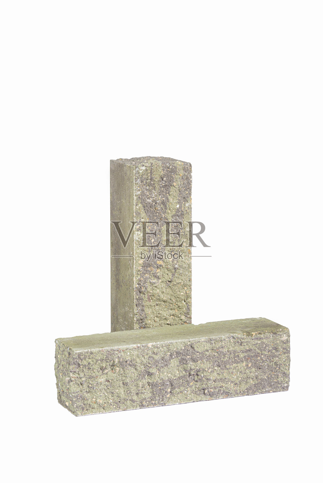 材料的想法。建筑工程隔离用人工老化细长水洗浅绿色实心砖对照片摄影图片