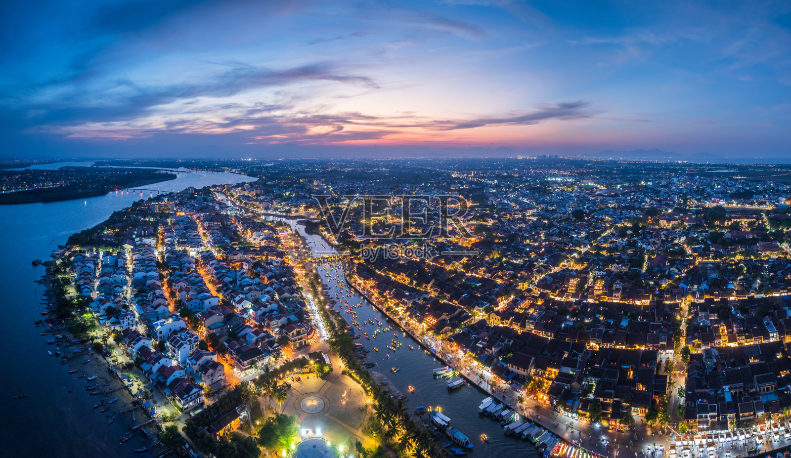 会安古镇的鸟瞰图，联合国教科文组织遗产。越南旅游景点照片摄影图片