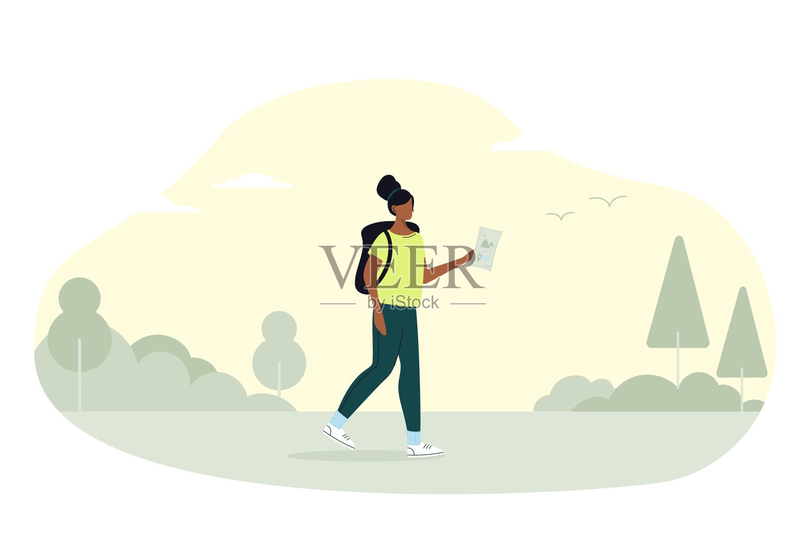 留心自然散步-冒险和放松插图插画图片素材