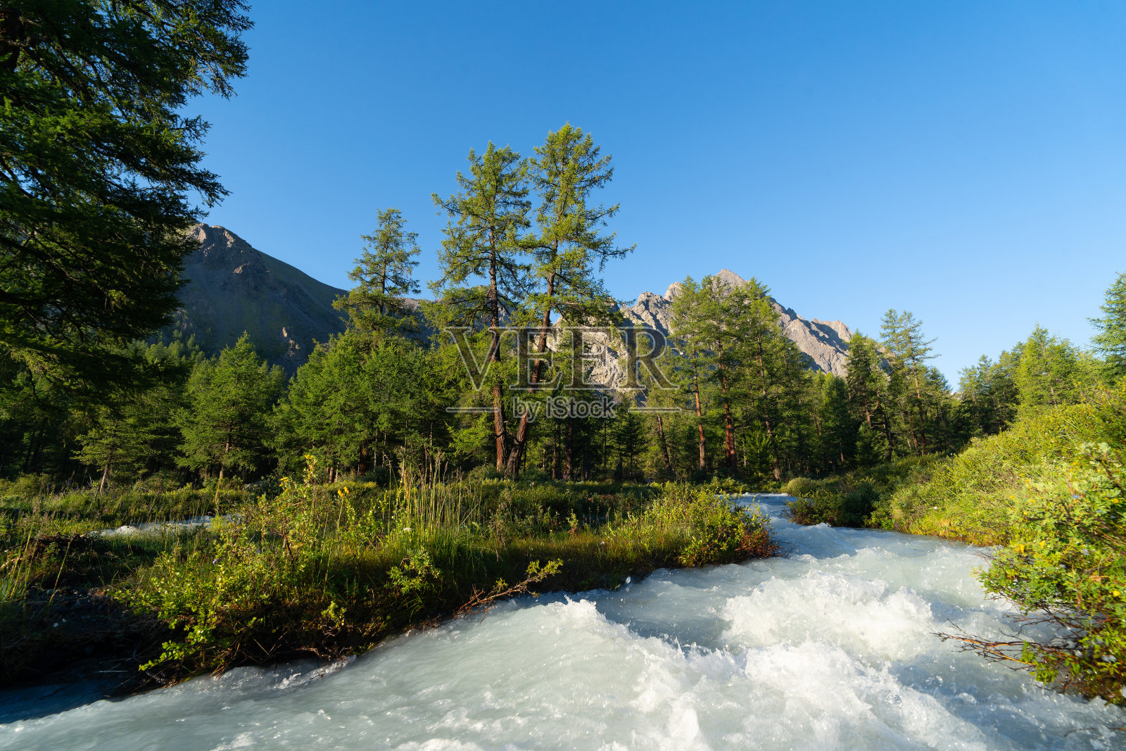 俄罗斯阿勒泰山脉的卡拉卡巴克河谷照片摄影图片