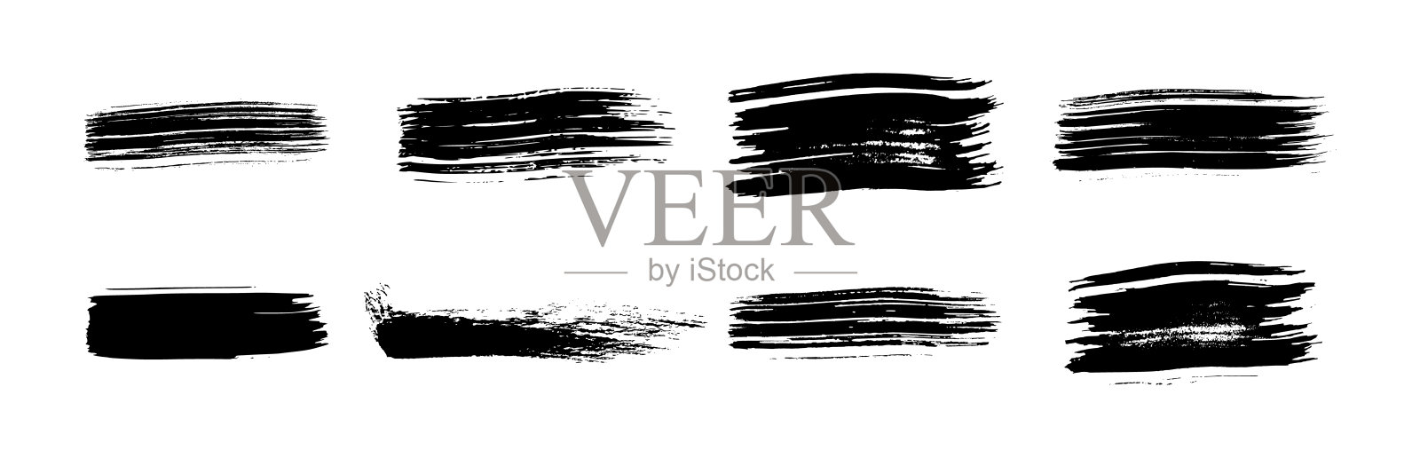 一套黑色的手绘笔触插画图片素材