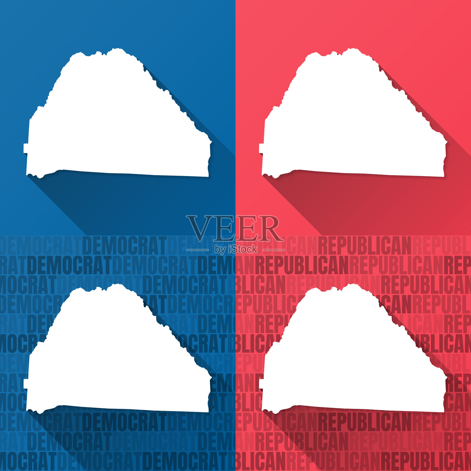 北卡罗来纳州波尔克县。蓝色和红色背景的地图插画图片素材