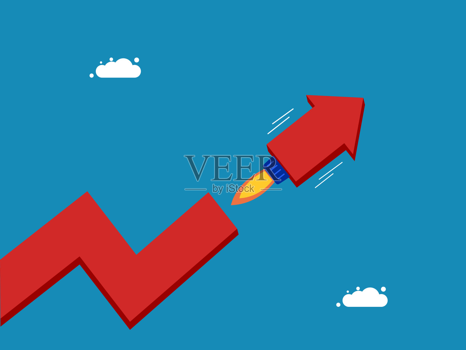 发展迅速。火箭生长图插画图片素材