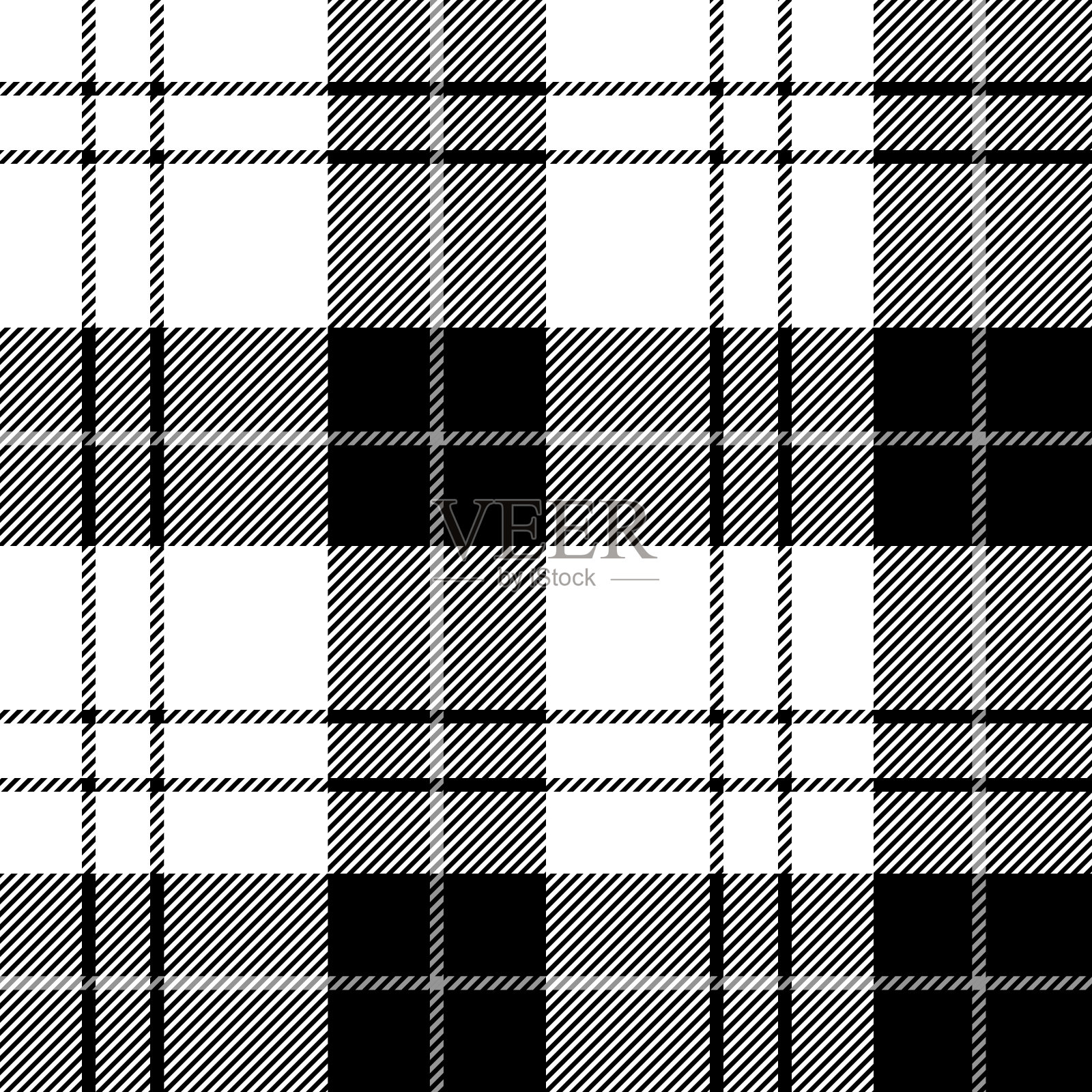 格纹格子无缝重复图案。这是一个黑白格子矢量插图。插画图片素材