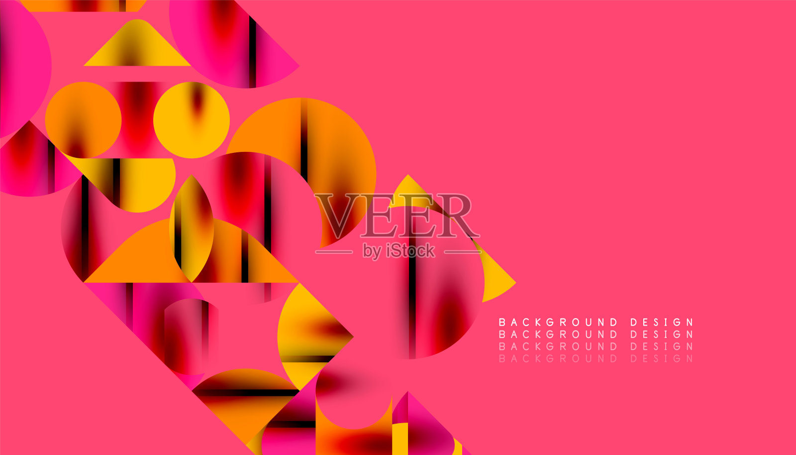 颜色漂亮的圆，半圆，正方形和圆形三角形。几何马赛克风格的图案抽象背景壁纸，横幅，背景，卡片，书籍插图，登陆页插画图片素材