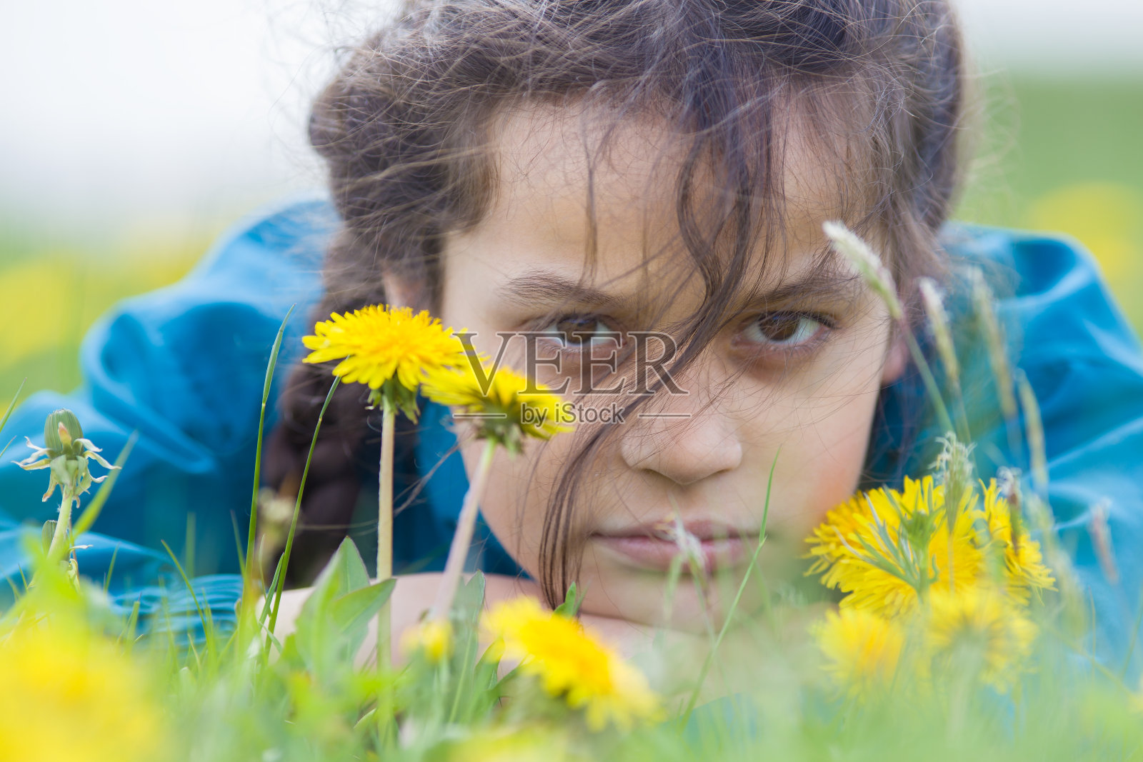 那个拿着蒲公英的女孩照片摄影图片