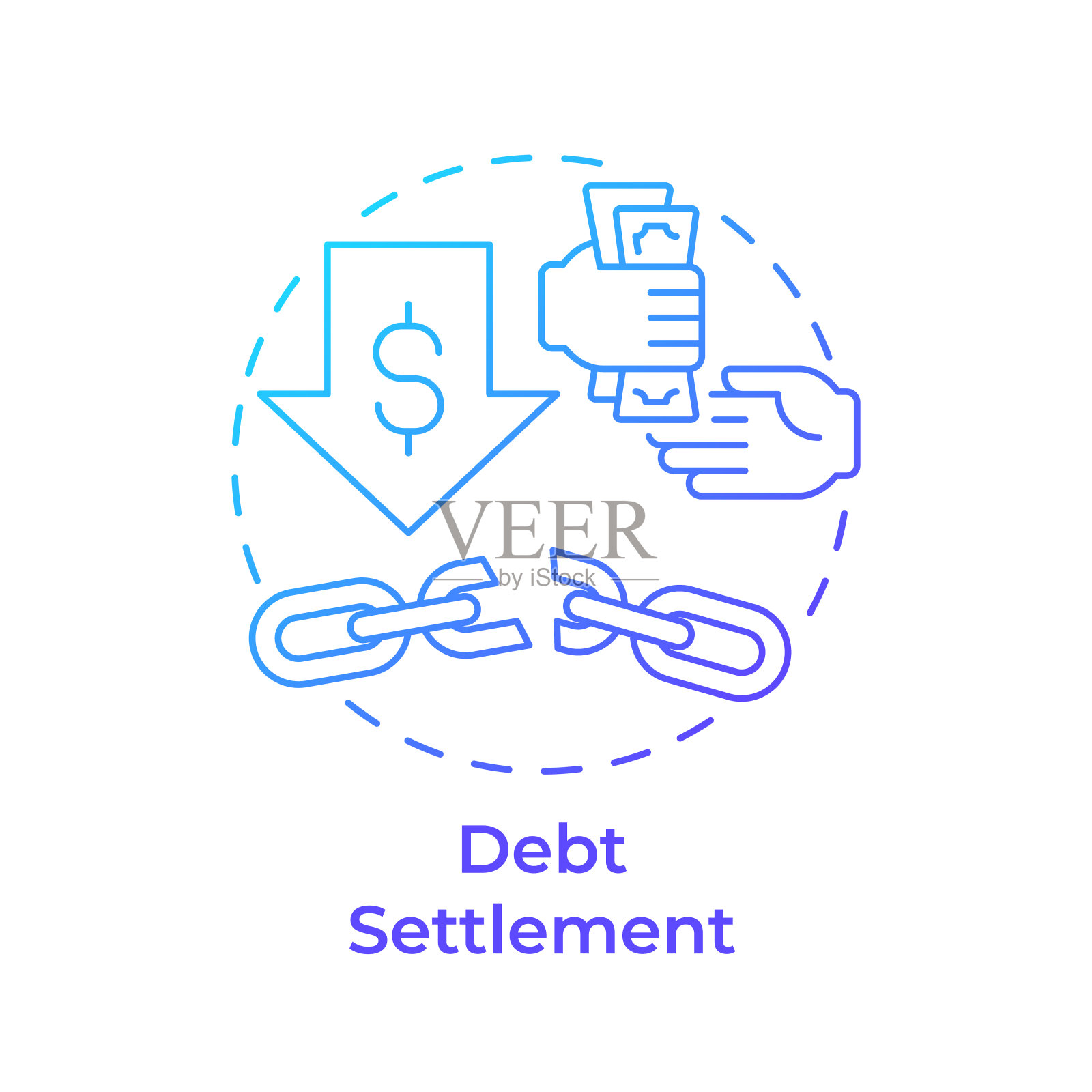债务结算蓝色梯度概念图标插画图片素材