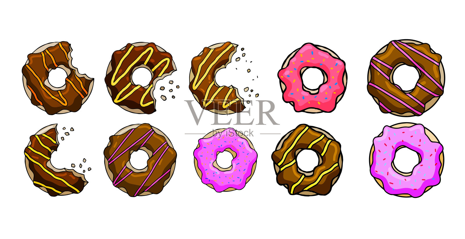 一套甜甜圈插画图片素材