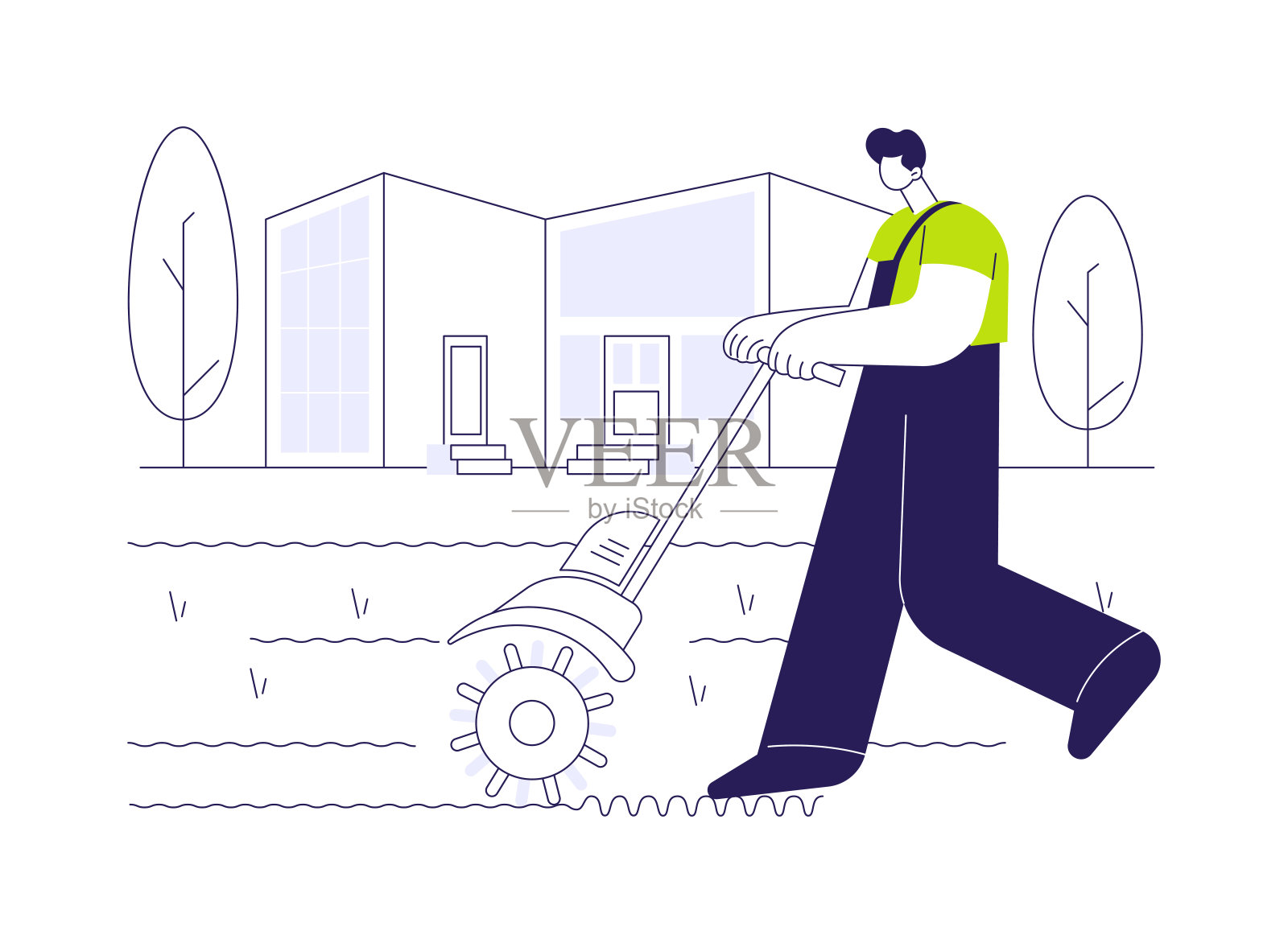 草坪通风抽象概念矢量插图。插画图片素材