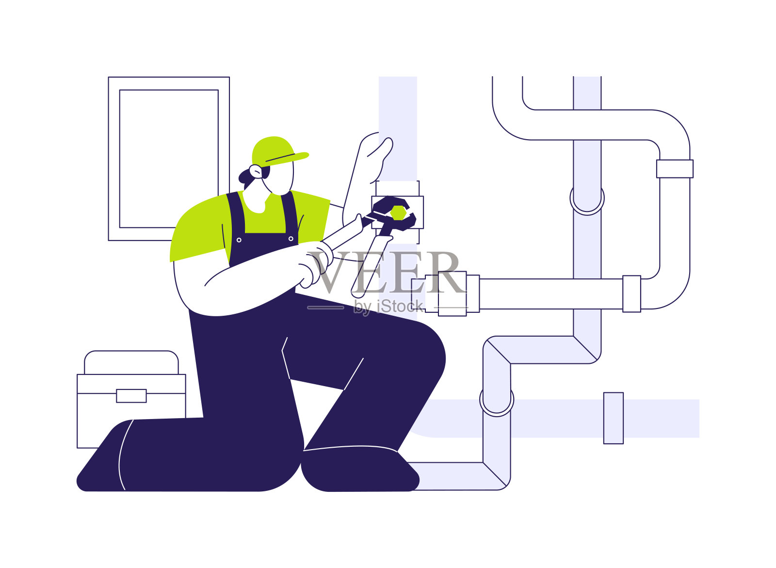 管道安装抽象概念矢量插图。插画图片素材