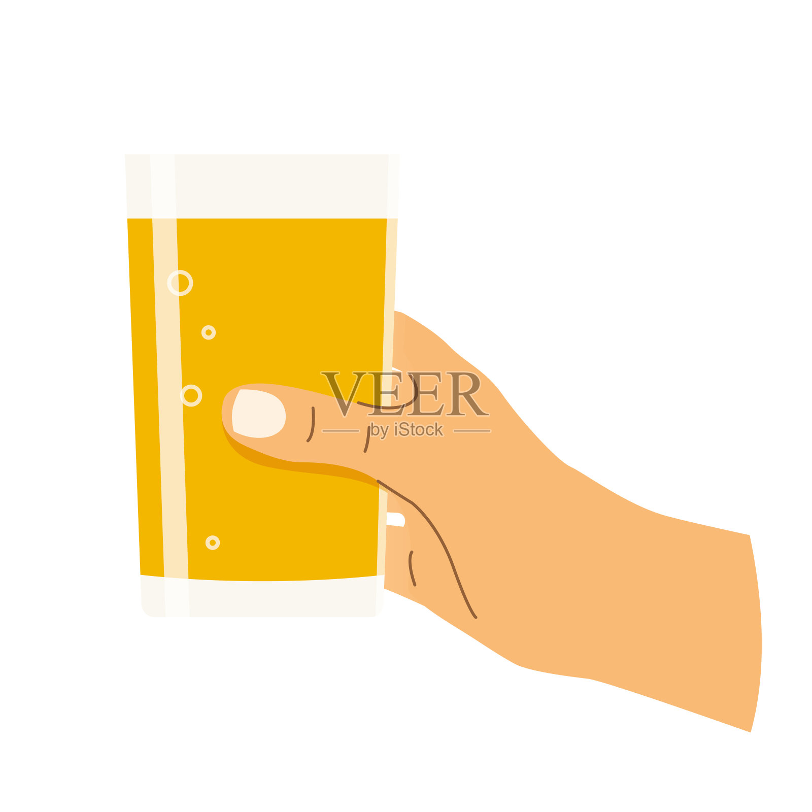 手里拿着一杯橙汁插画图片素材