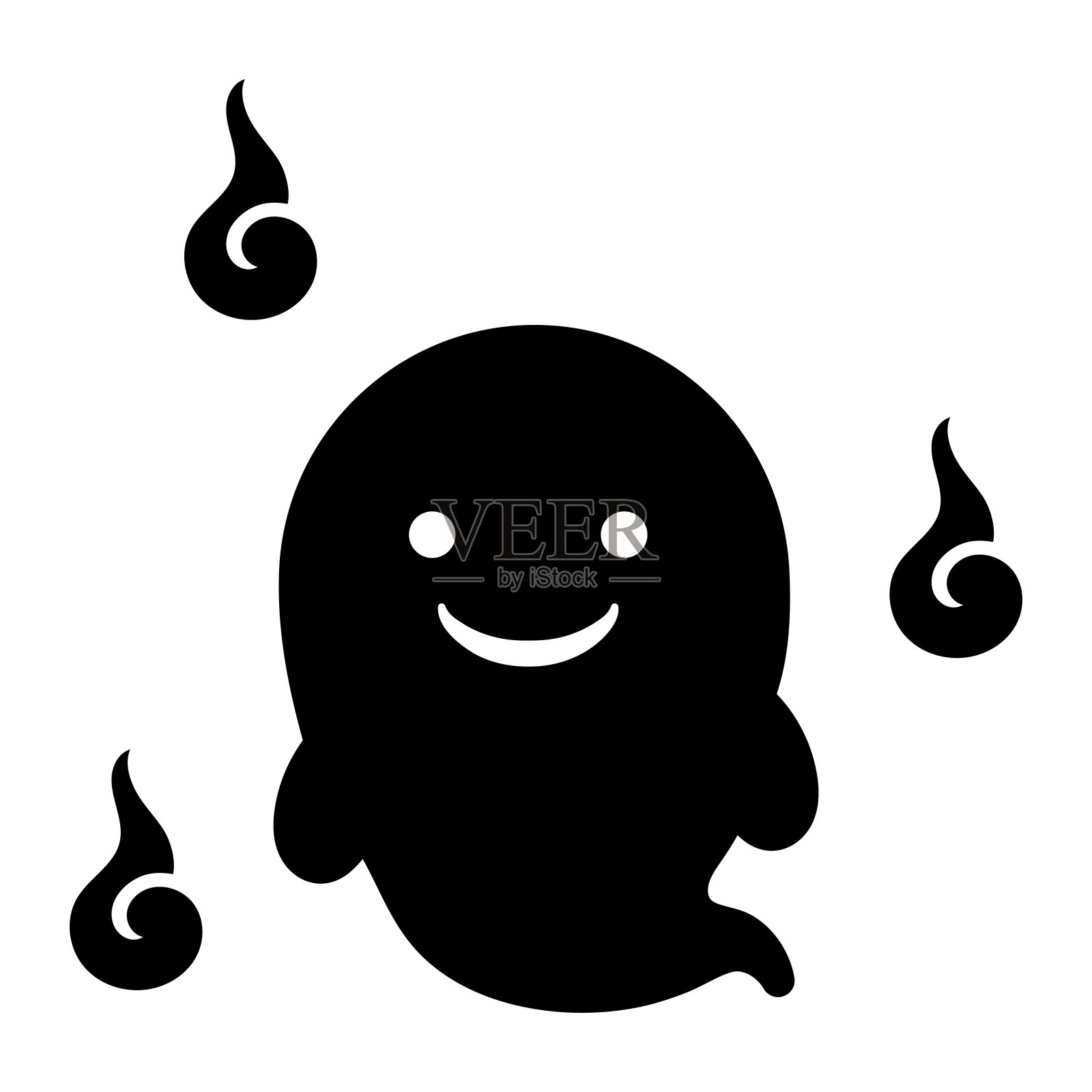 可爱的微笑鬼魂和人类的灵魂插画图片素材