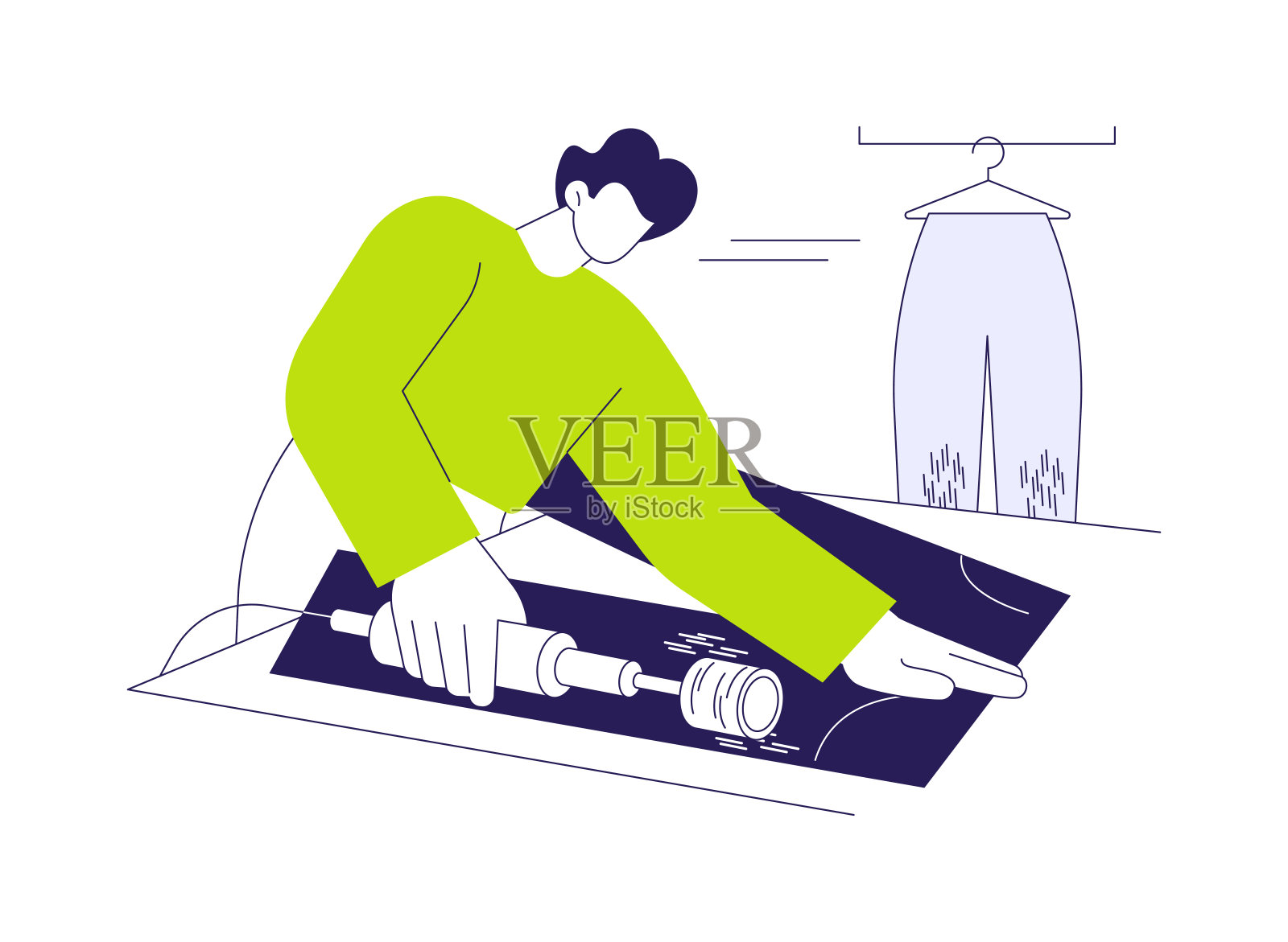 牛仔布整理抽象概念矢量插图。插画图片素材