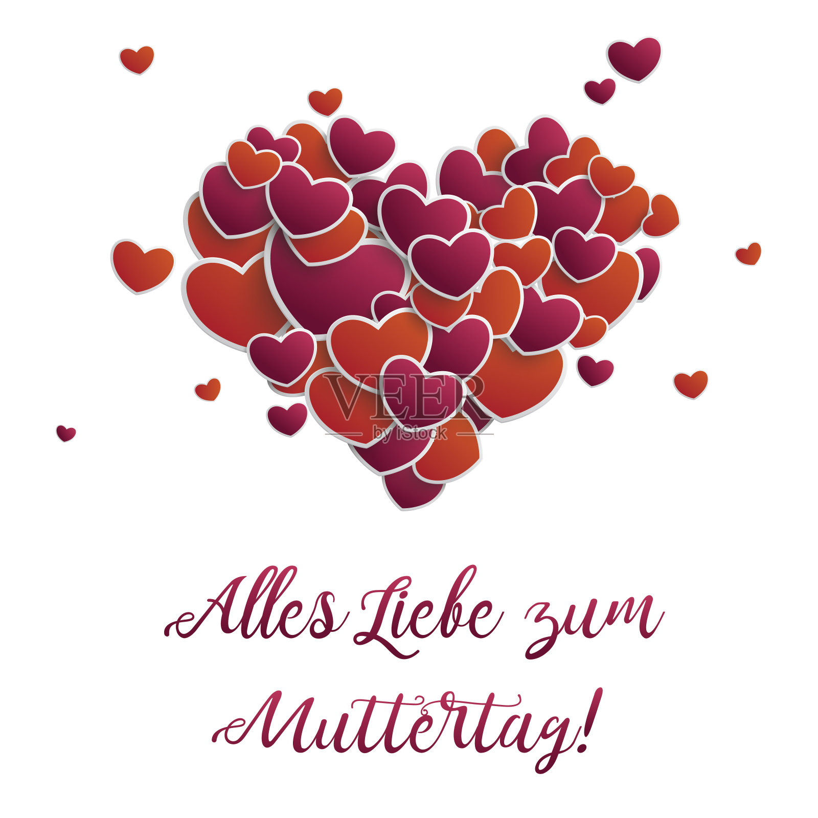 德语文本Alles Liebe zum Muttertag，翻译为母亲节快乐。Eps 10矢量文件。插画图片素材