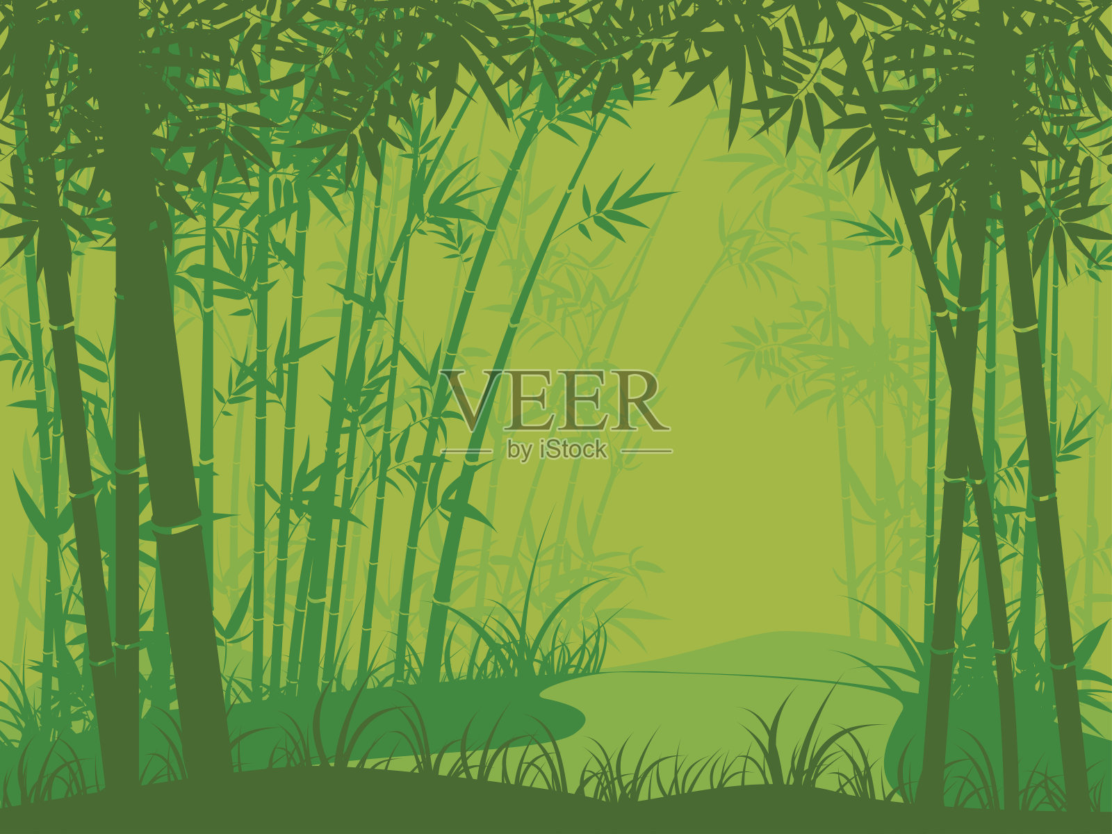 竹林景观插画图片素材