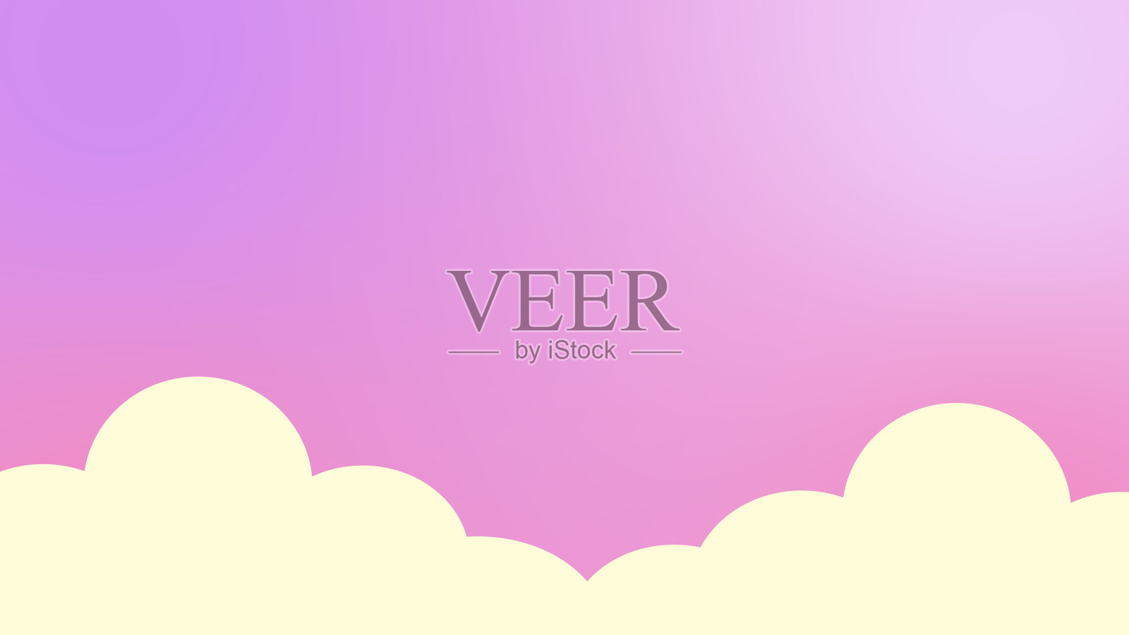 抽象卡通天空与云可爱柔和的背景。插画图片素材