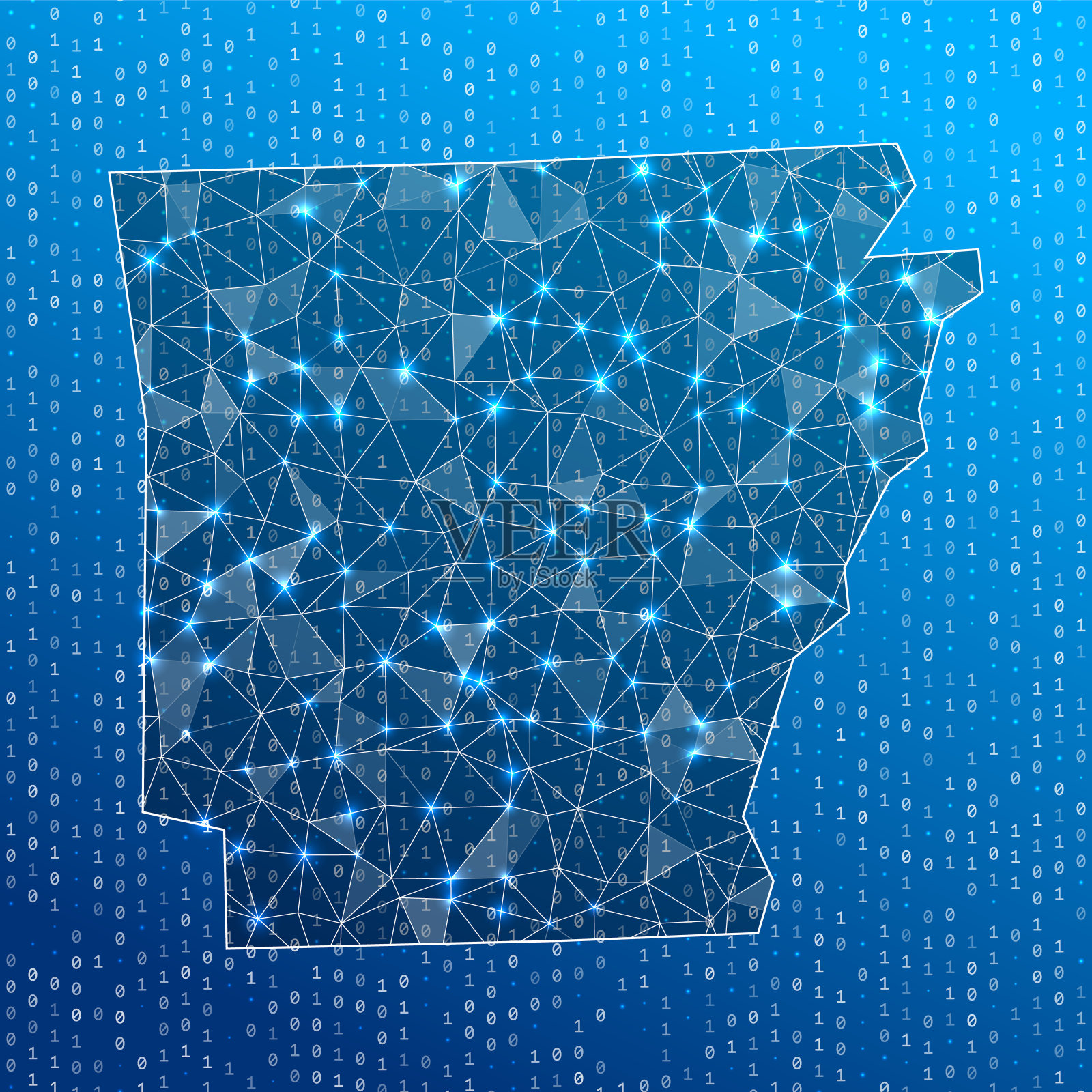 阿肯色州网络地图。美国国家数字连接图。技术、互联网、网络、电信概念。矢量插图。插画图片素材