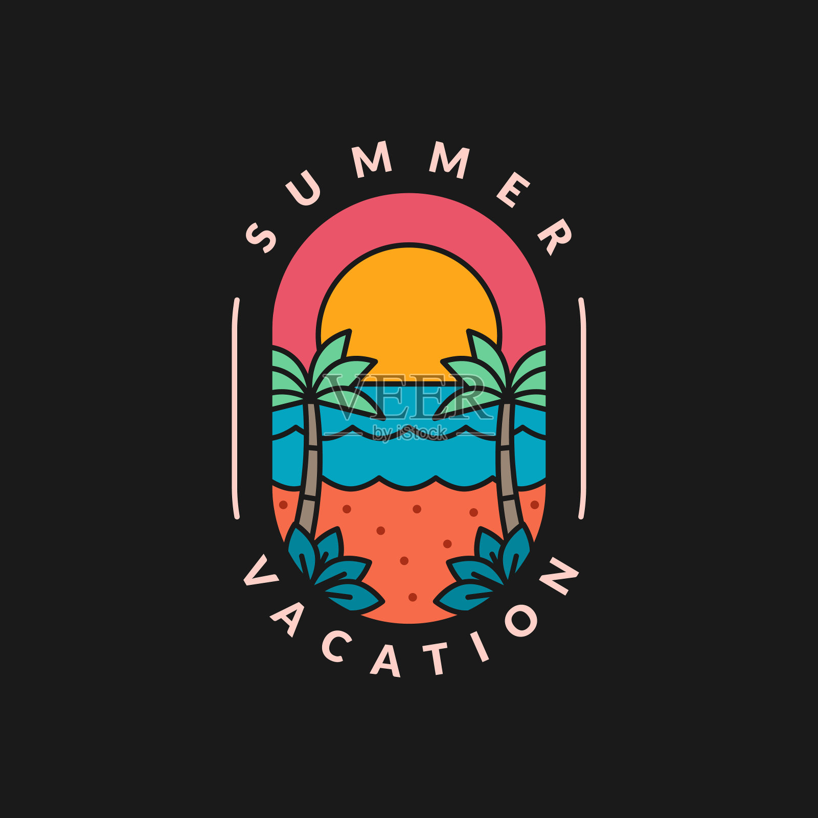 夏日沙滩插图插画图片素材