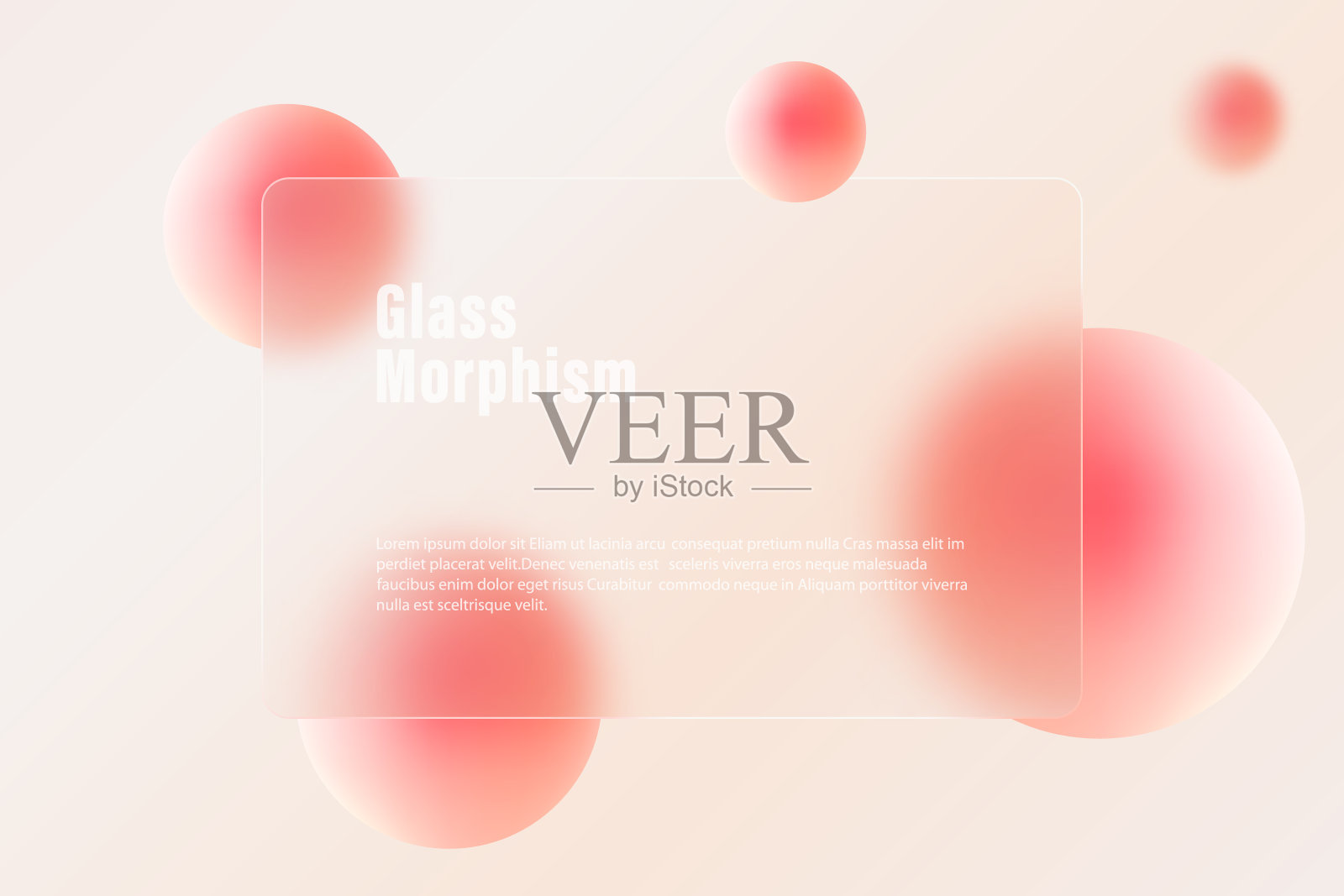 玻璃形态风格的地图概念与浮动的球体。磨砂玻璃效果。插画图片素材