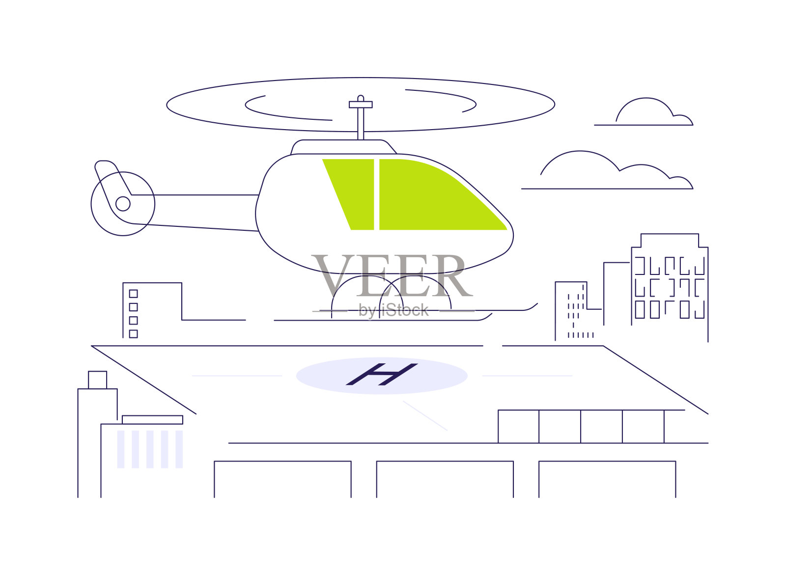 直升机停机坪抽象概念矢量插图。插画图片素材
