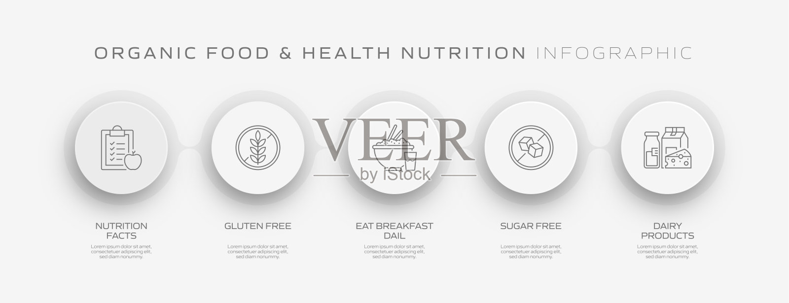 有机食品和健康营养相关过程信息图模板。流程时间表。工作流布局与线性图标插画图片素材