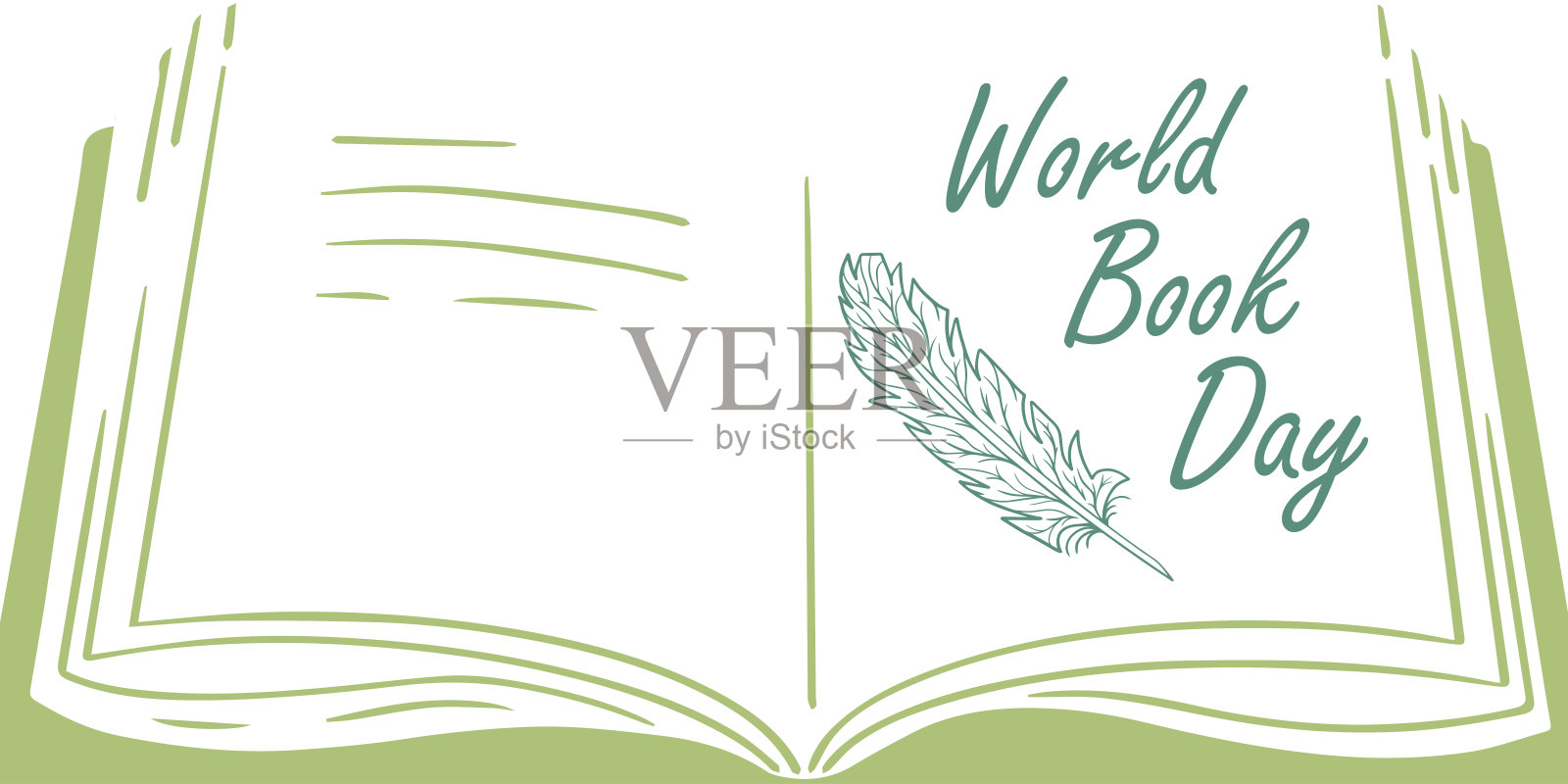 扫盲日，打开书本，笔在书本上。插画图片素材