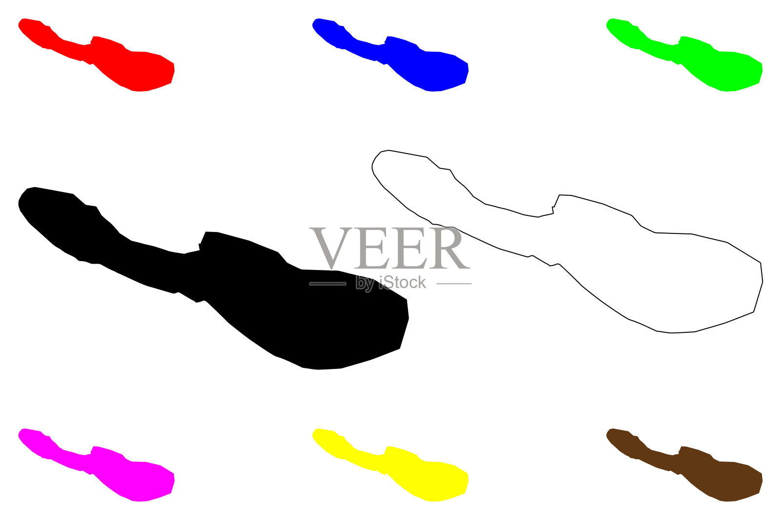 普罗维登斯群岛(利比里亚共和国)地图矢量插图，涂鸦素描毅力，多佐亚或达尔佐伊地图插画图片素材