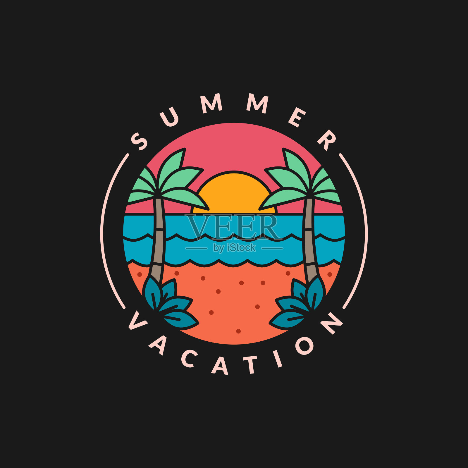 夏日沙滩插图插画图片素材