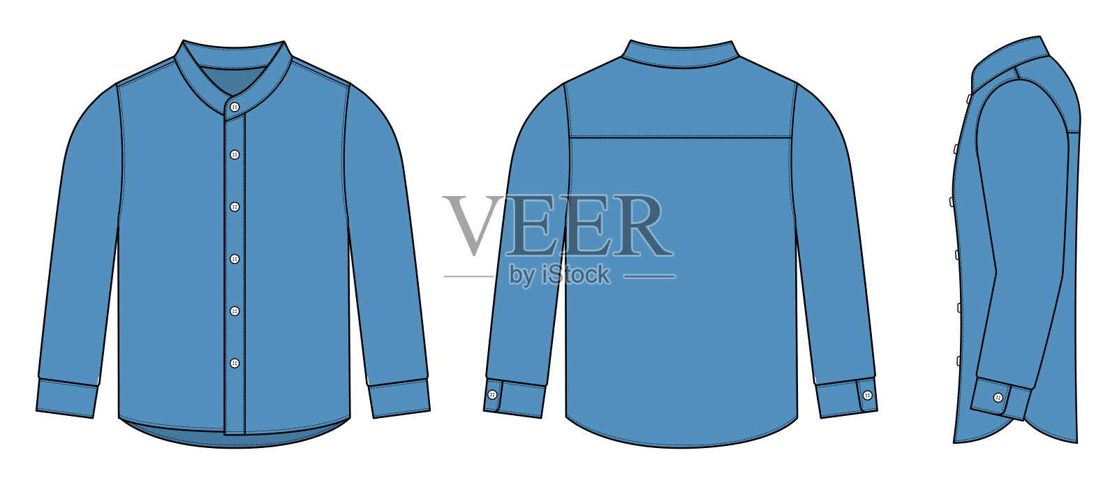 立领衬衫矢量模板插图插画图片素材