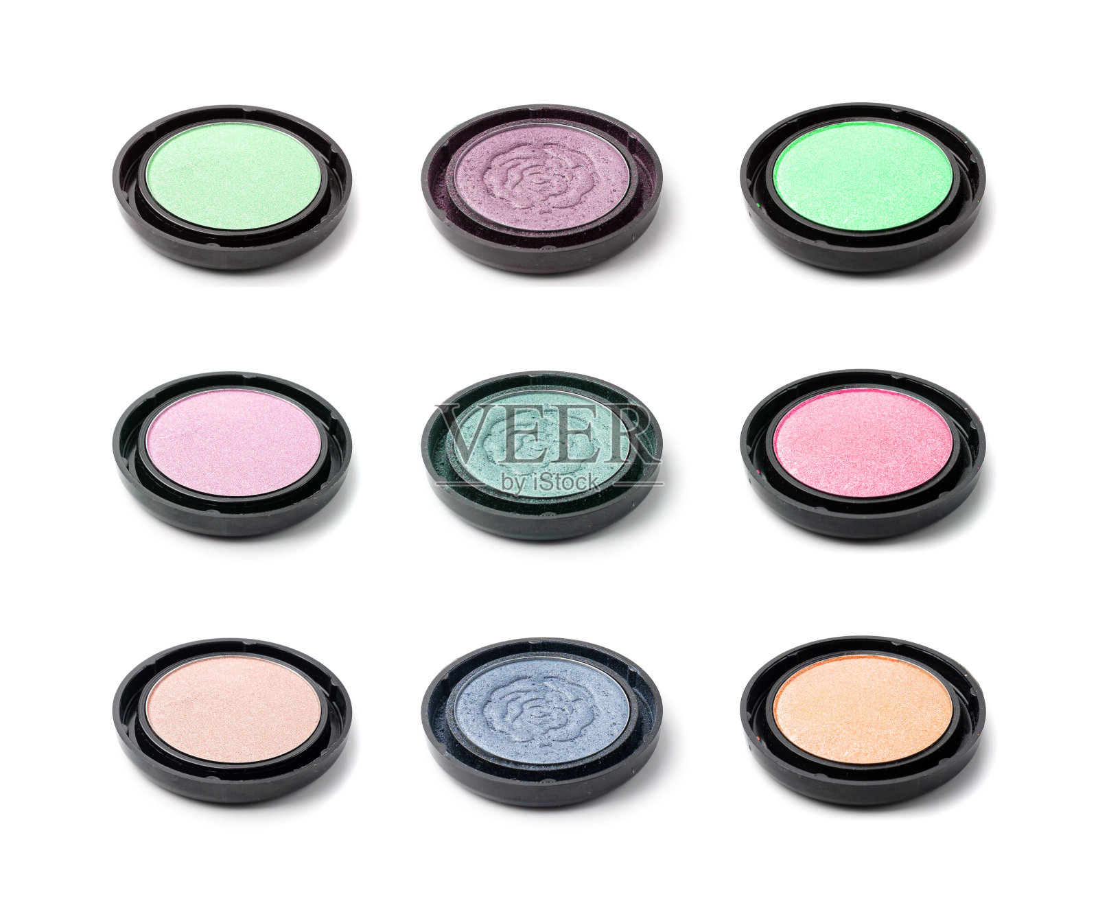 眼影调色板隔离，新的彩妆调色板，粉碎自然闪光颜料纹理照片摄影图片