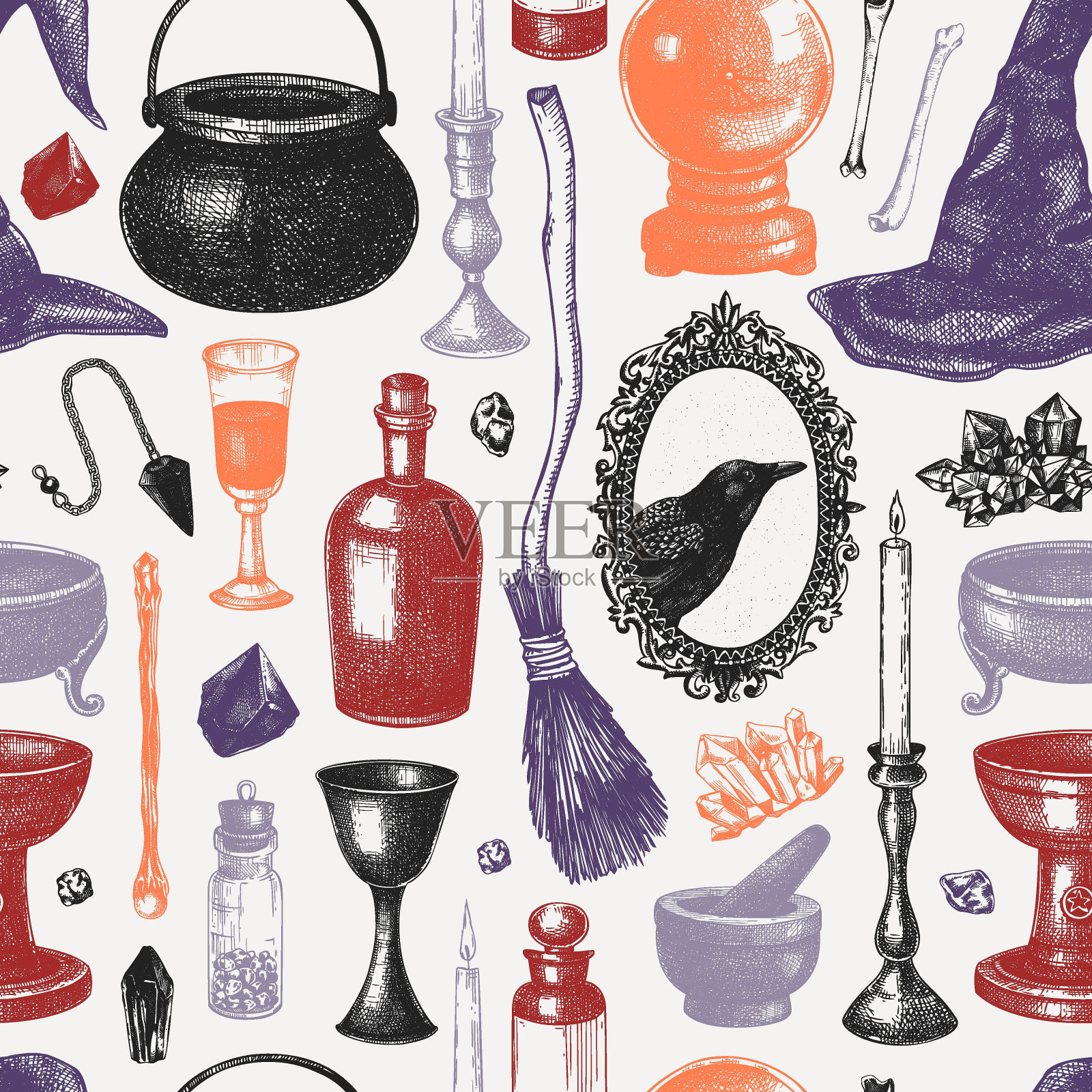 复古的万圣节背景插画图片素材