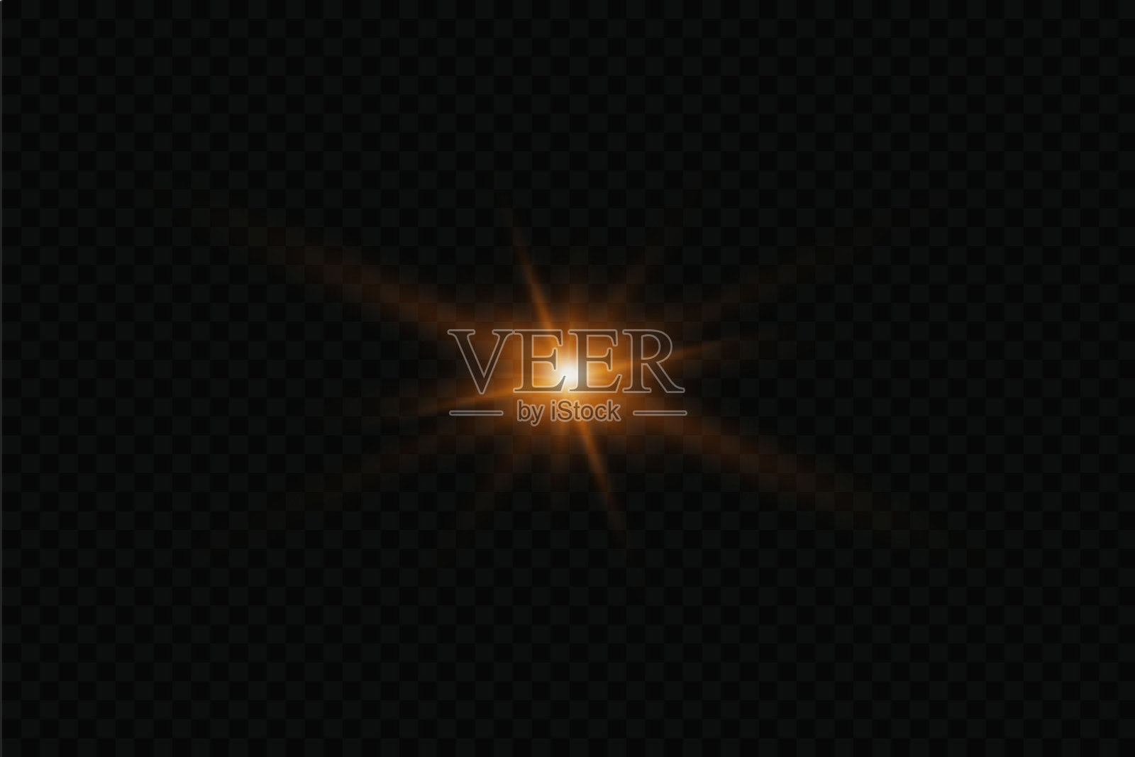 闪光效果。闪耀着耀眼光芒的金色星星。插画图片素材