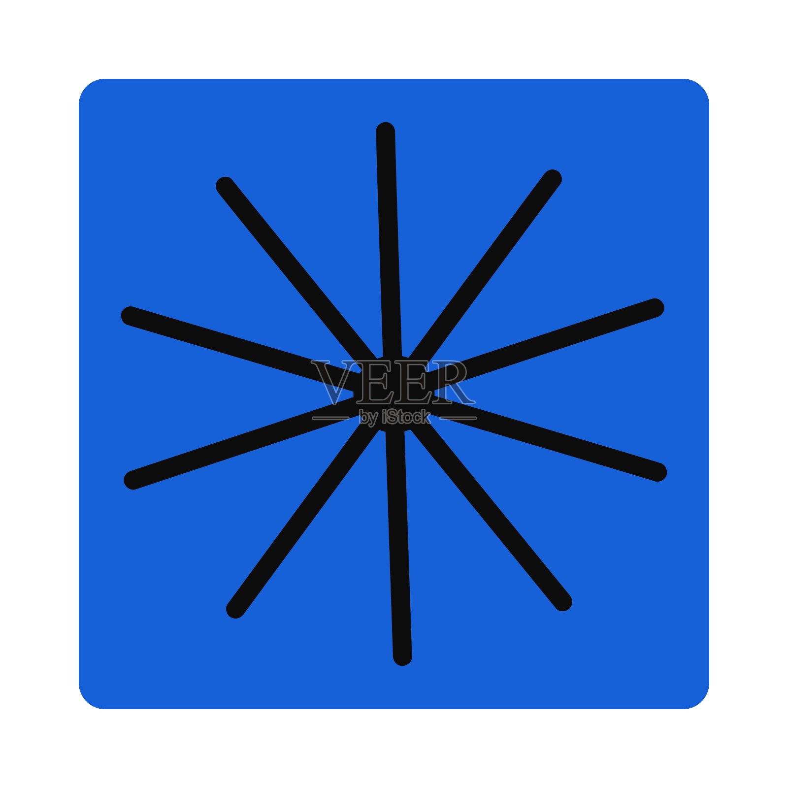 风格化的几何形状，包豪斯补丁的元素。蓝色野兽派图标与抽象符号的星星。野兽派风格的星形图案。平面隔离矢量插图上的白色插画图片素材