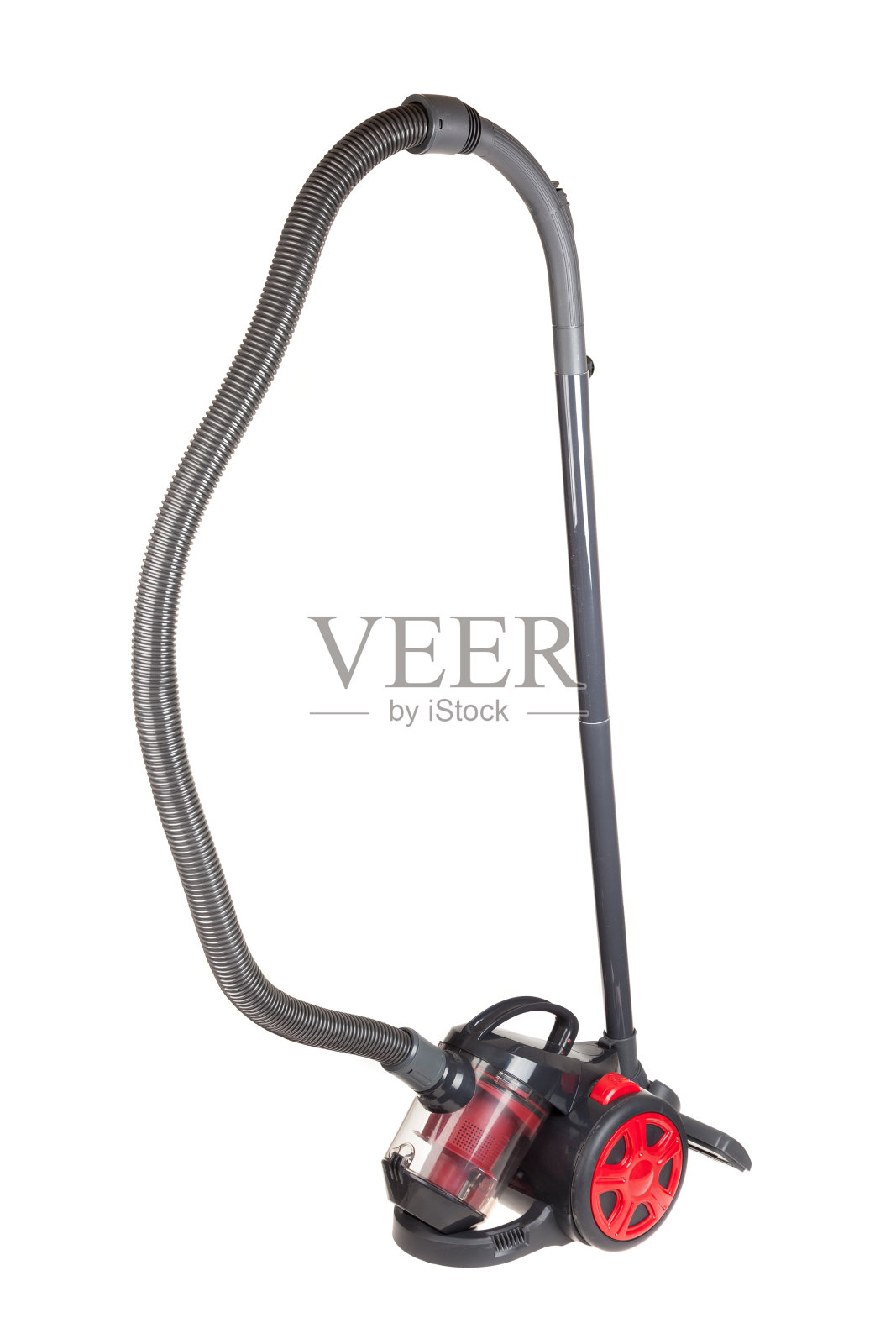 红色真空吸尘器，隔离在白色照片摄影图片