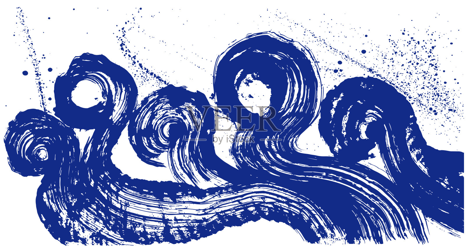 浪花。笔触的波浪。插画图片素材