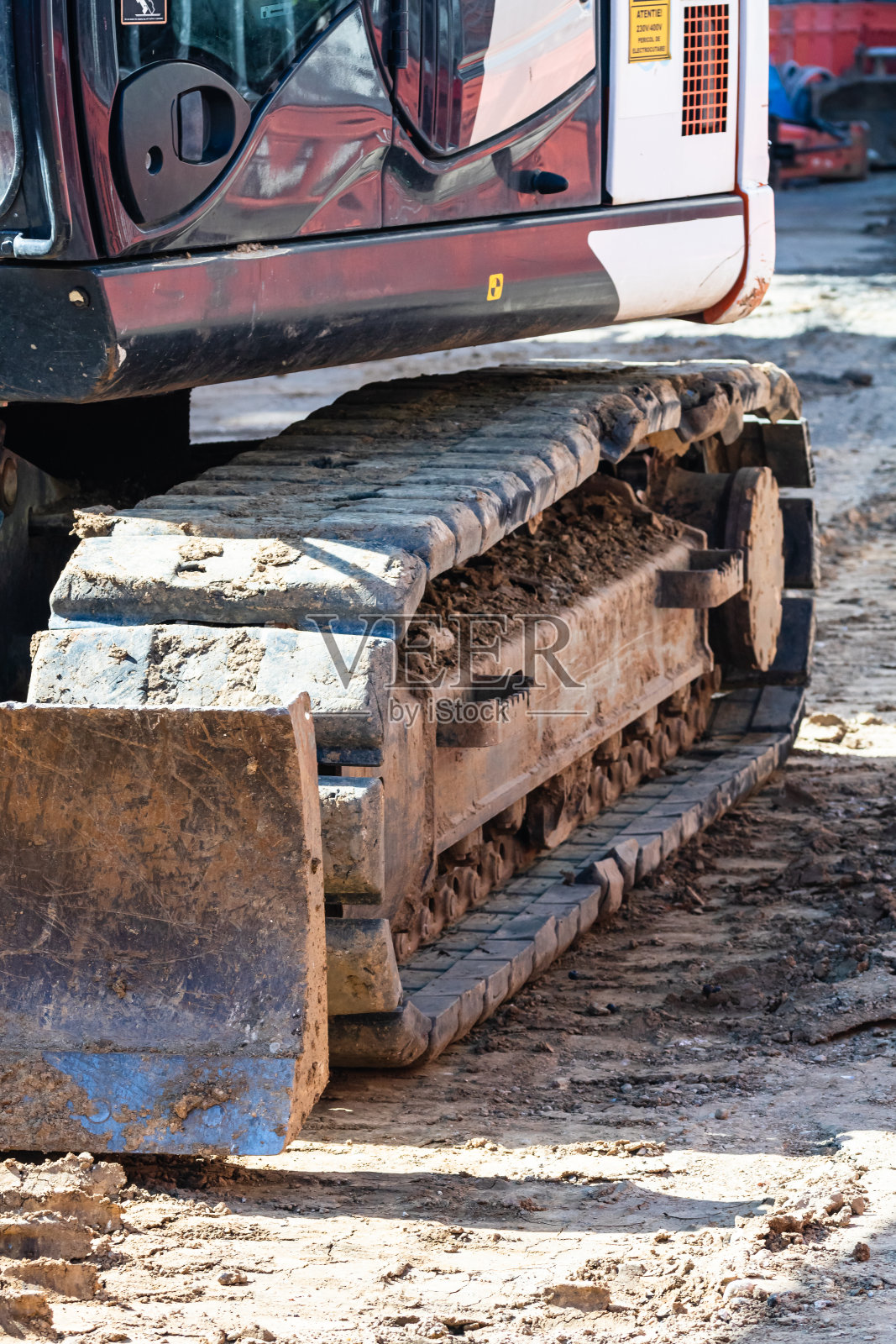 工业挖掘机在建筑工地的工作细节照片摄影图片