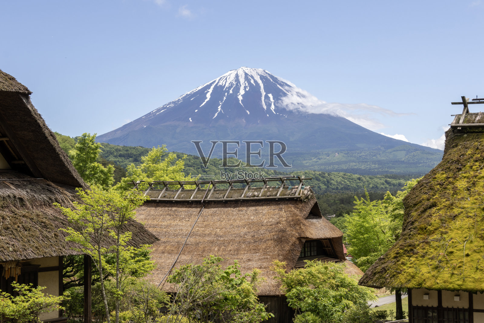 Saiko Iyashi no Sato Nenba或传统日本村庄在日本川口子。照片摄影图片