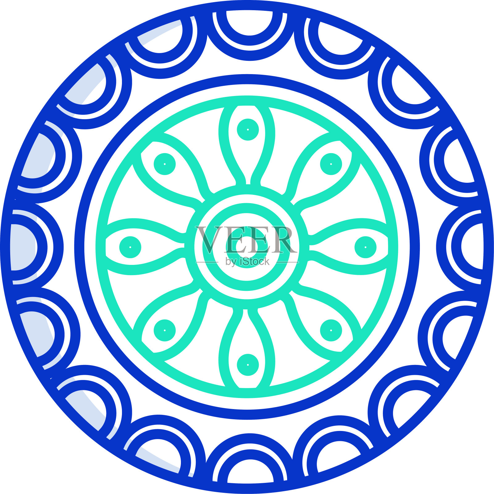 曼陀罗轮廓颜色矢量插图插画图片素材