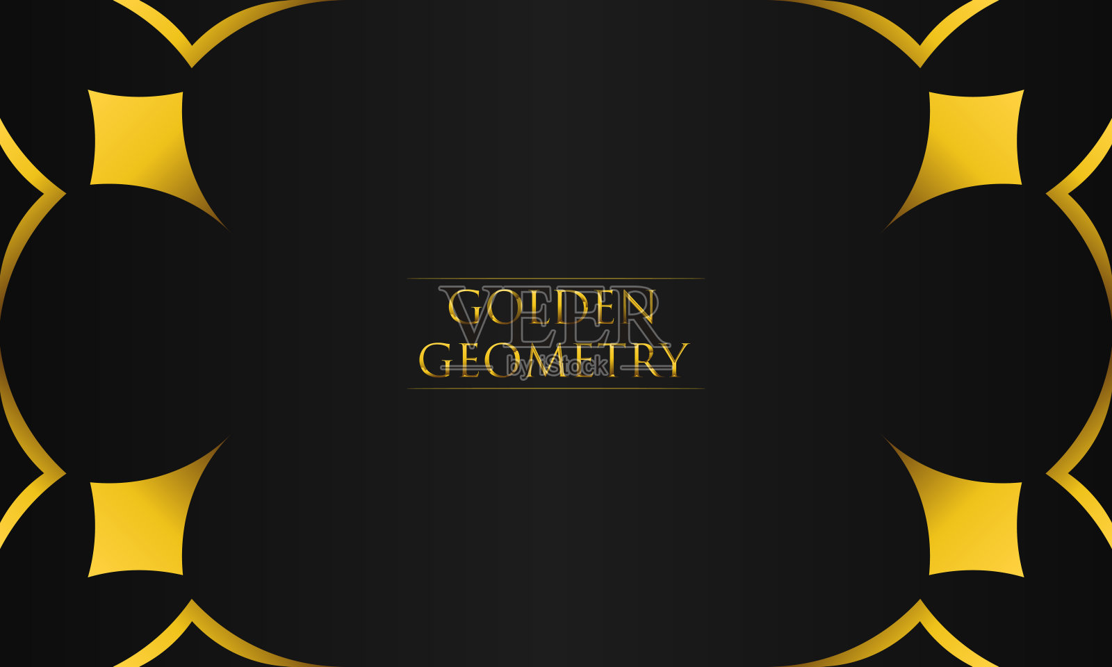 奢华的黑色背景与抽象的金色几何形状插画图片素材