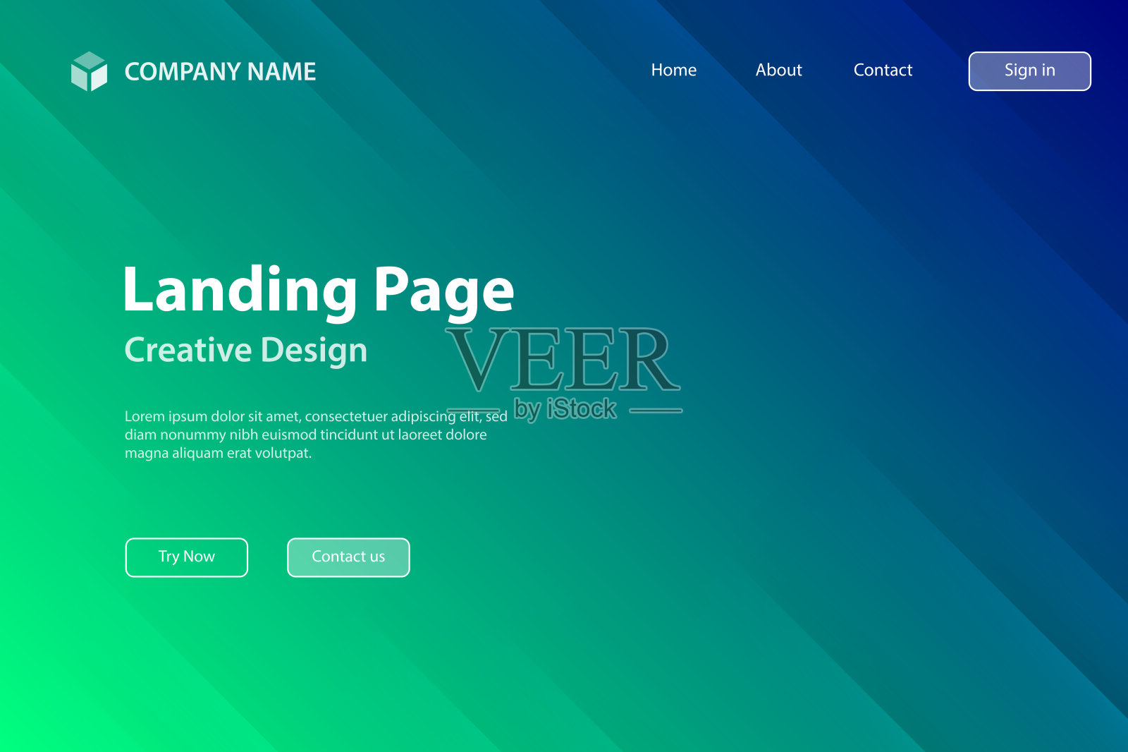 登陆页面模板-现代抽象背景-时髦的绿色梯度插画图片素材