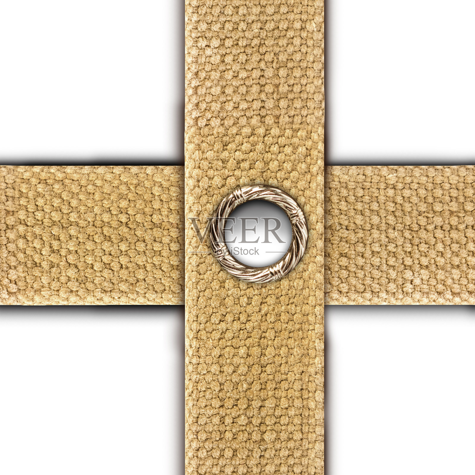 无缝隔离的照片布棕色带网在白色的背景。照片摄影图片