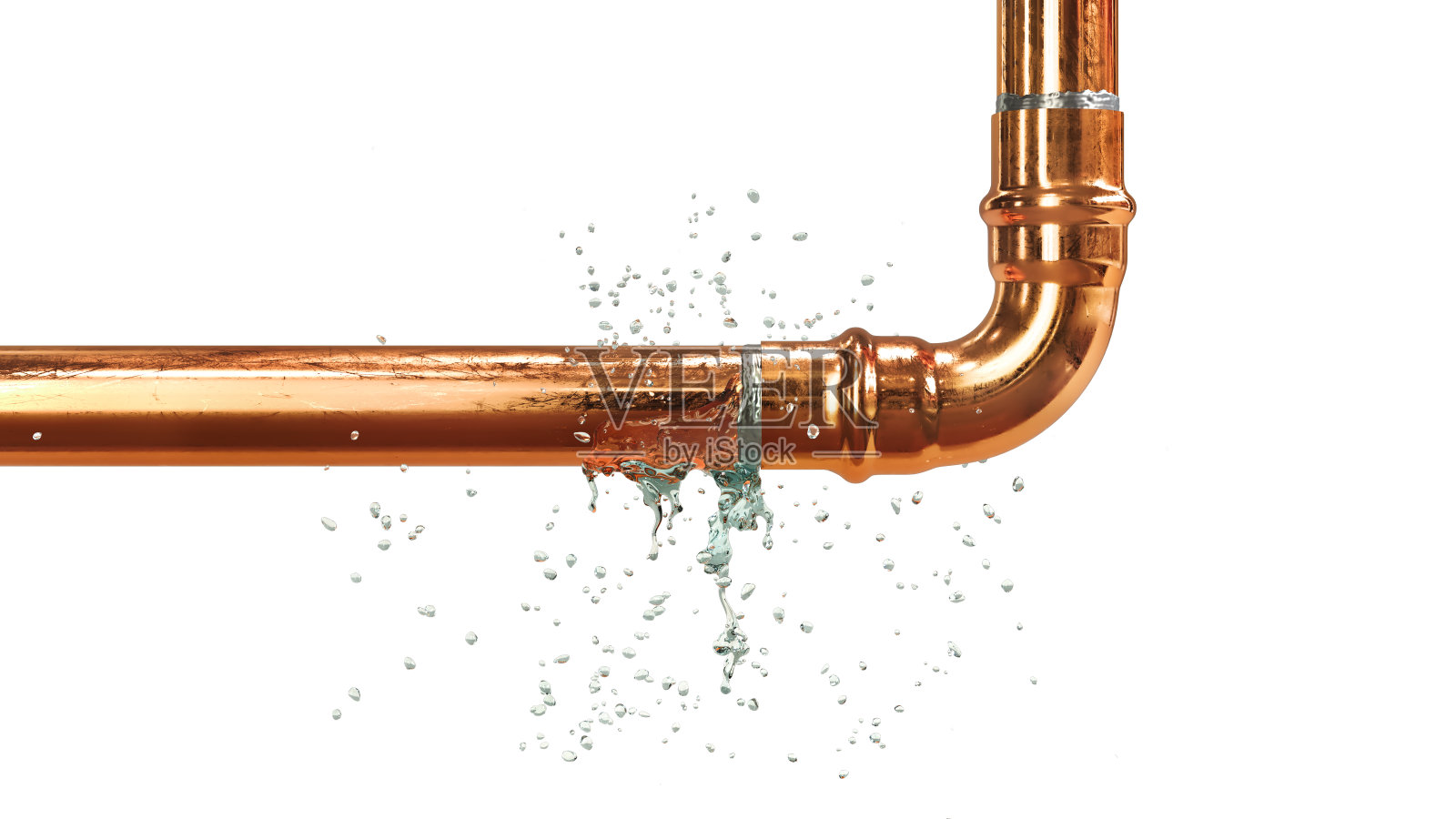 Santechnic概念。漏水的管道。三维演示照片摄影图片