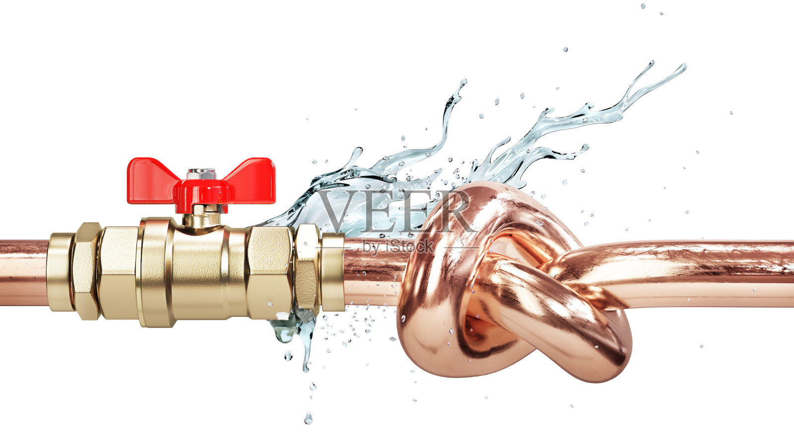 Santechnic概念。漏水的管道。三维演示照片摄影图片