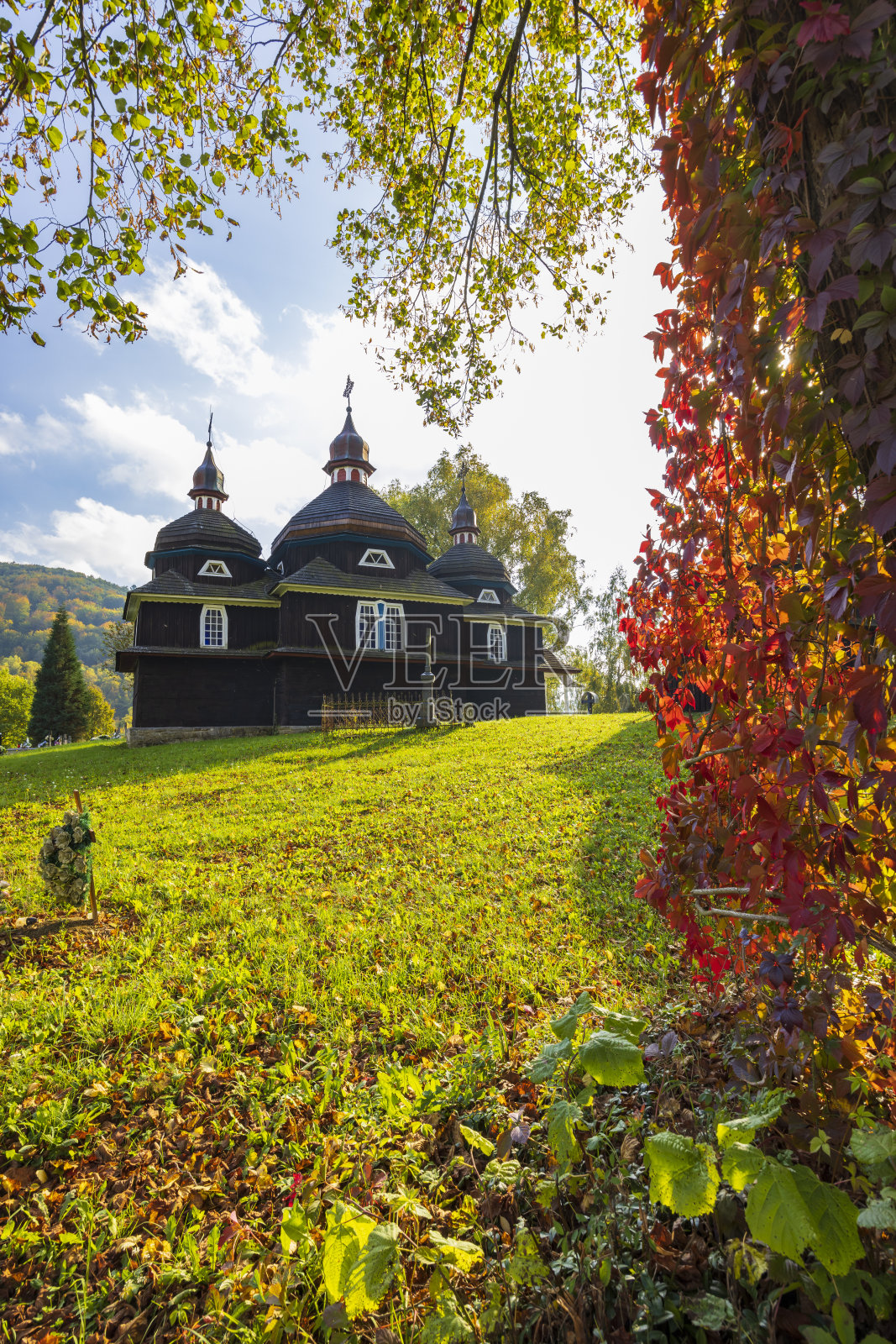 保护圣母玛利亚教堂，下科马尼克，斯洛伐克照片摄影图片