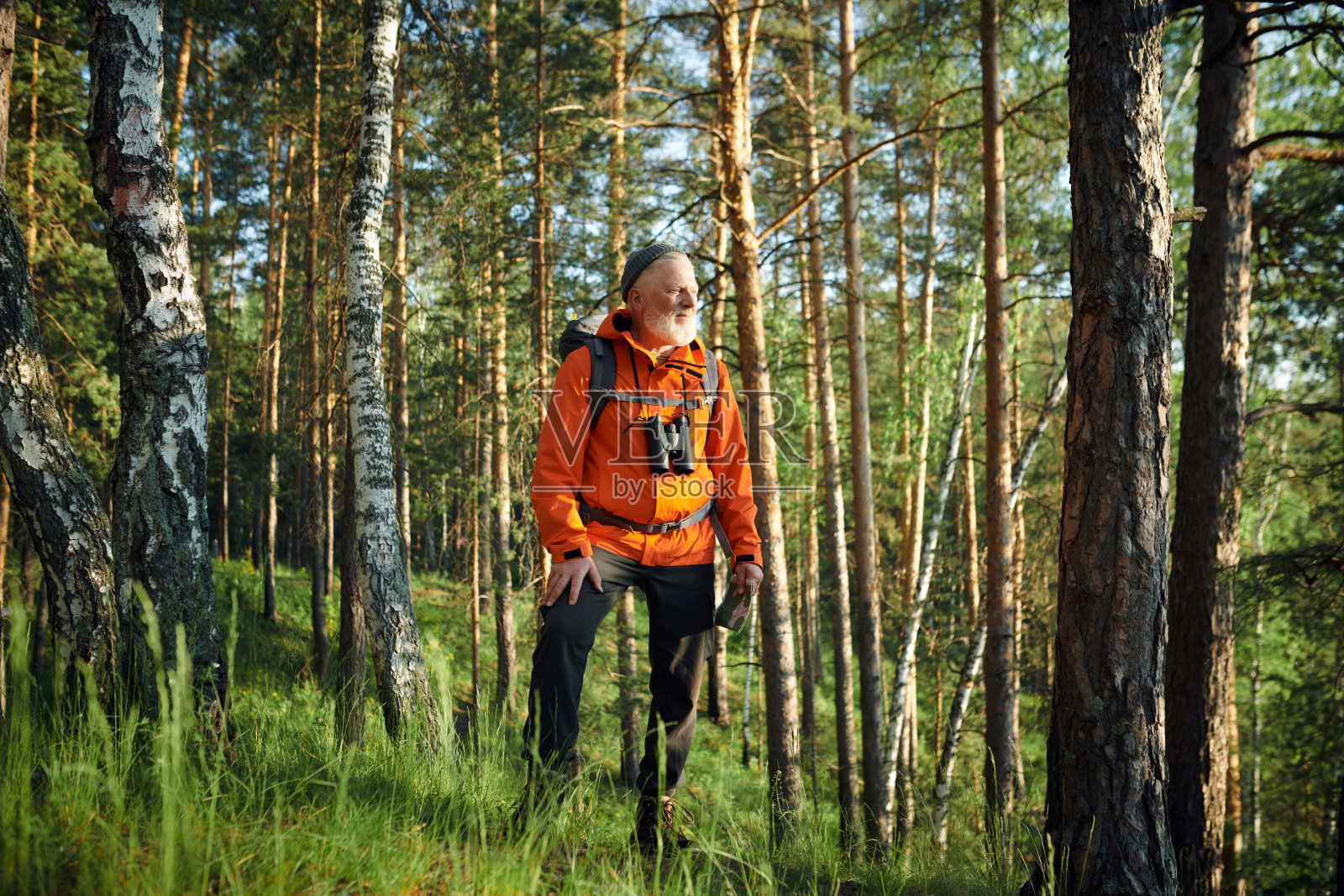 高级游客手持纸质地图照片摄影图片