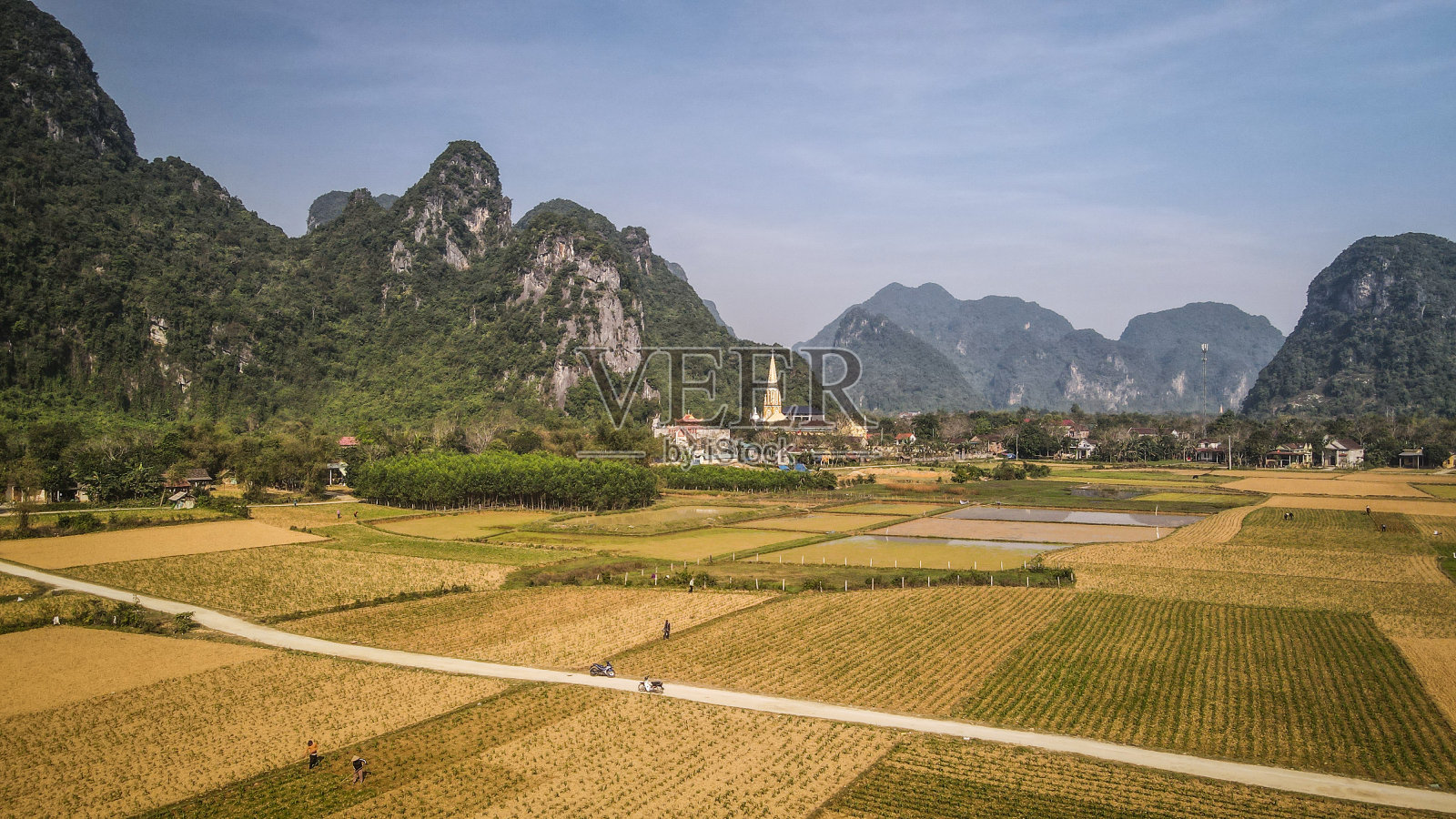 越南北部芳芽的鸟瞰图照片摄影图片