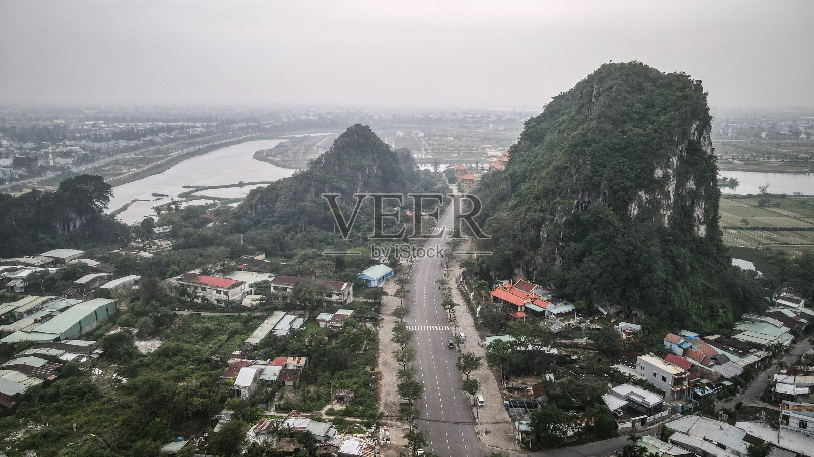 越南大理石山鸟瞰图照片摄影图片